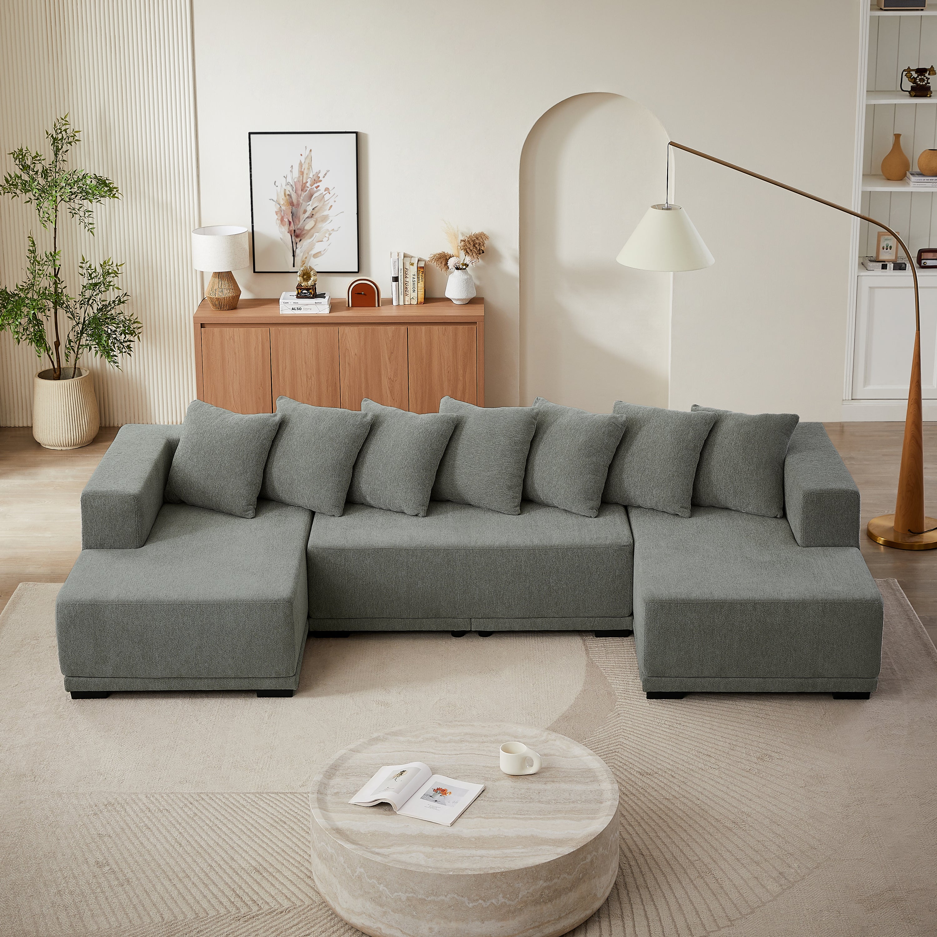 Chenille U-Shaped Modular Sectional Sofa - Cloud Couch