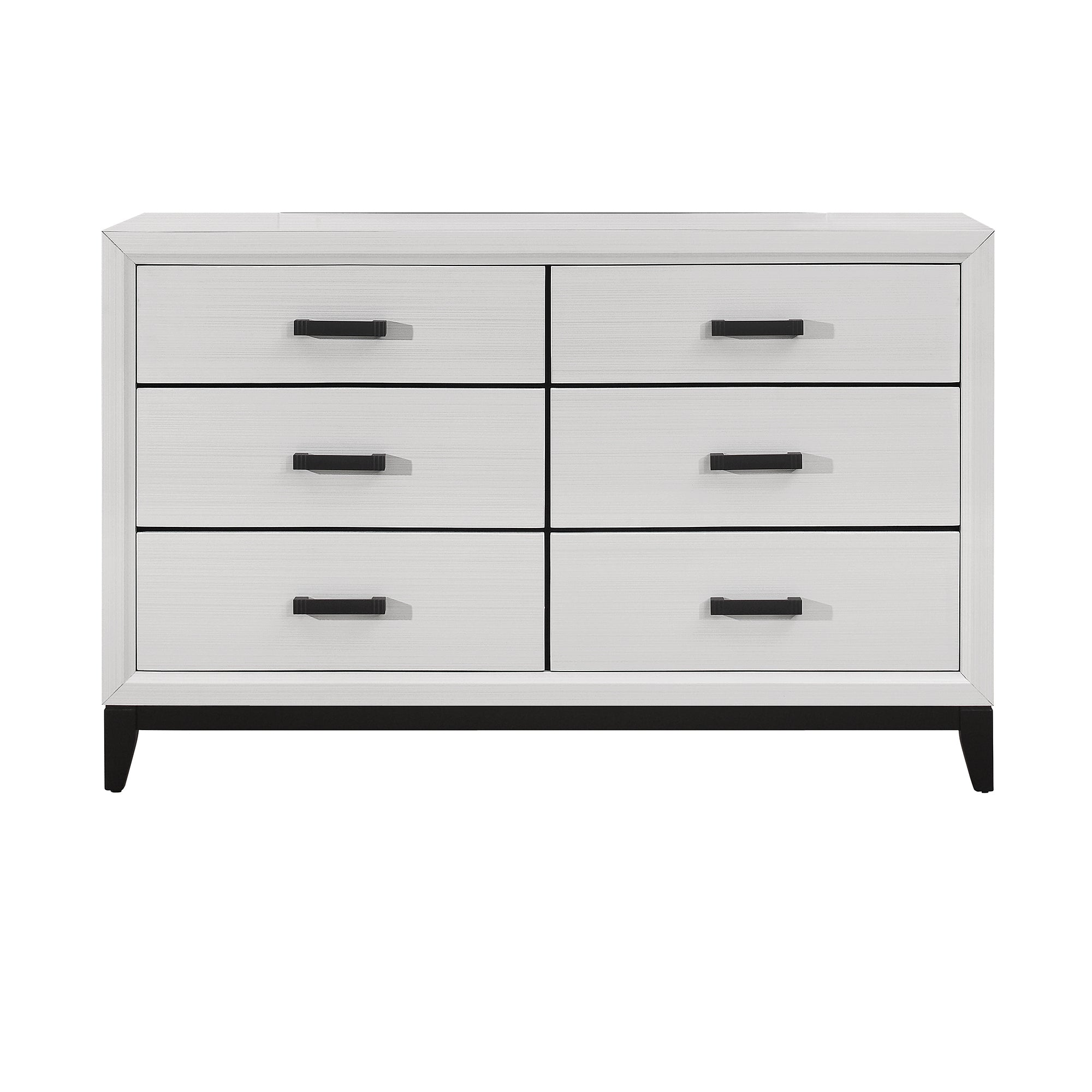 MIRAGE White Rubber Wood Dresser w/ Black Hardware