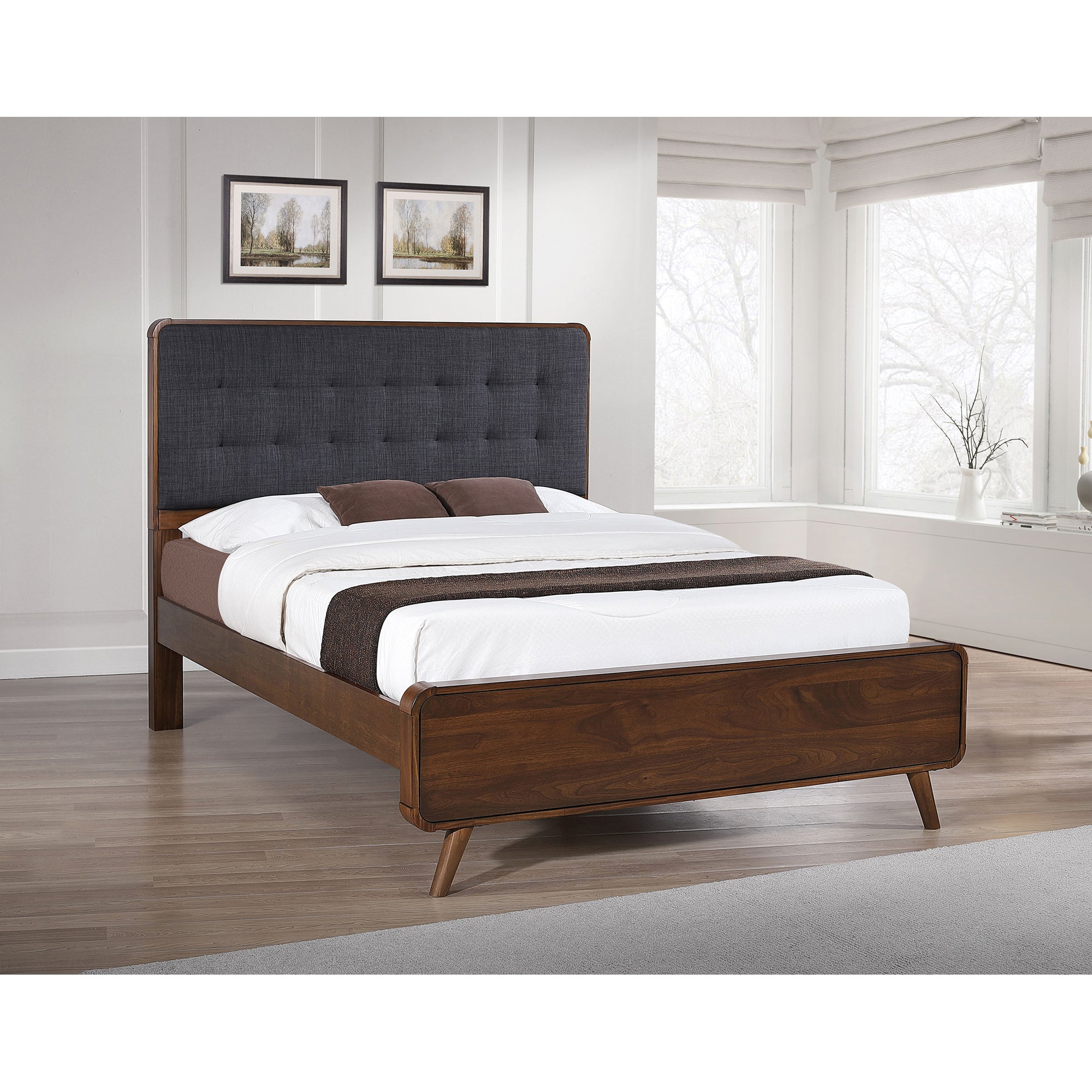 Carson Carrington Dark Walnut Queen Platform Bed - Stylish & Modern