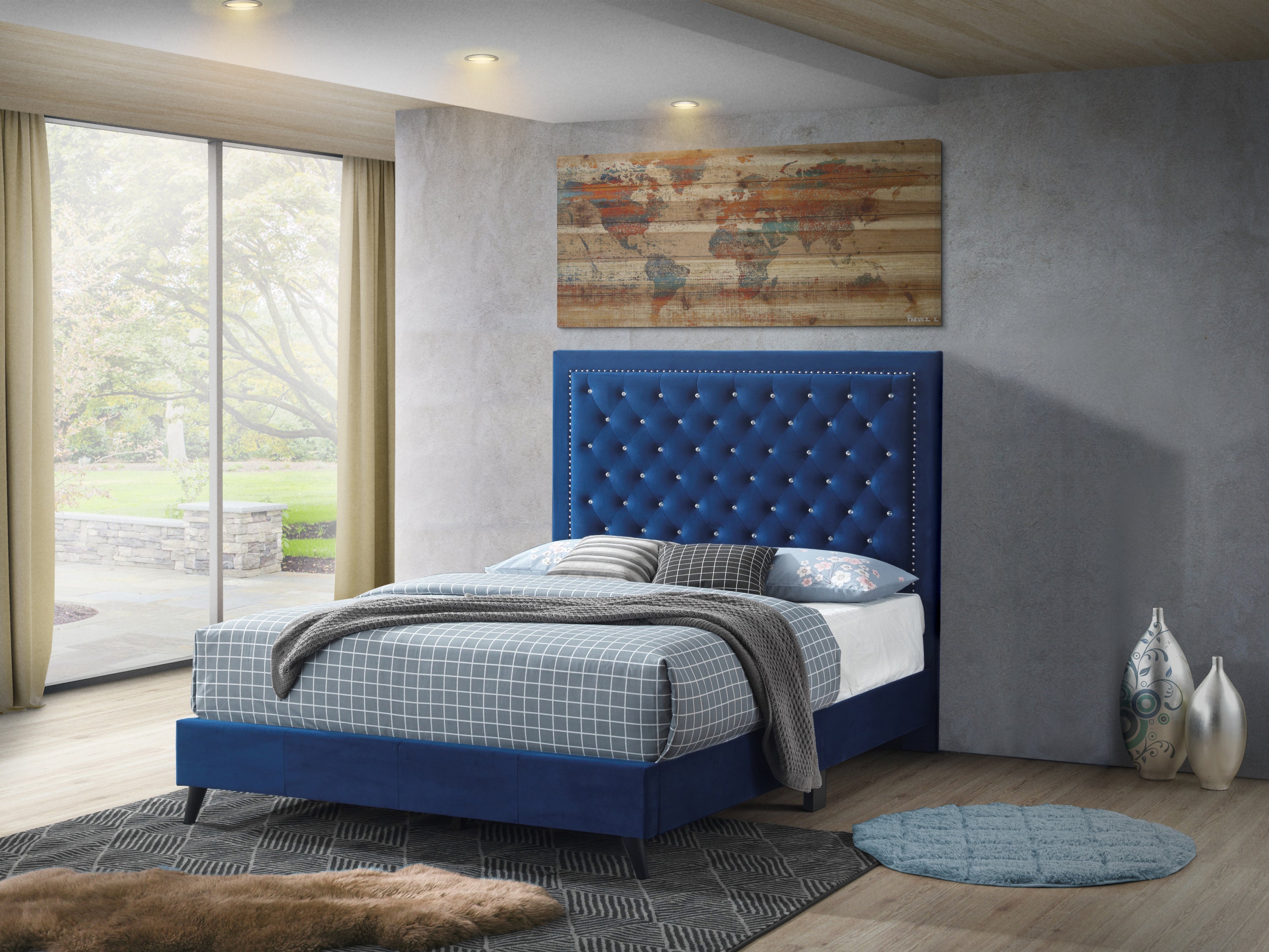 Glory Furniture Alba G0609 Navy Blue King Bed