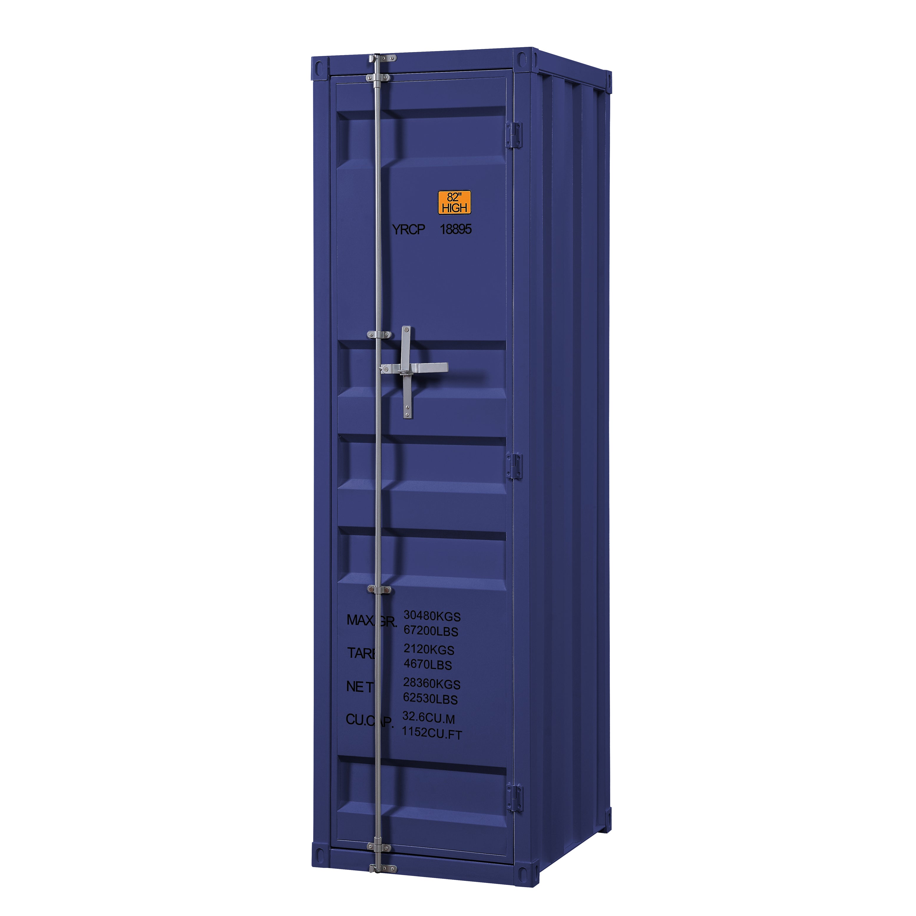 Blue Wardrobe with Full-Length Container Lock Storage