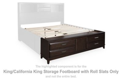 Vanmore - Dark Brown - King/California King Storage Footboard with Roll Slats