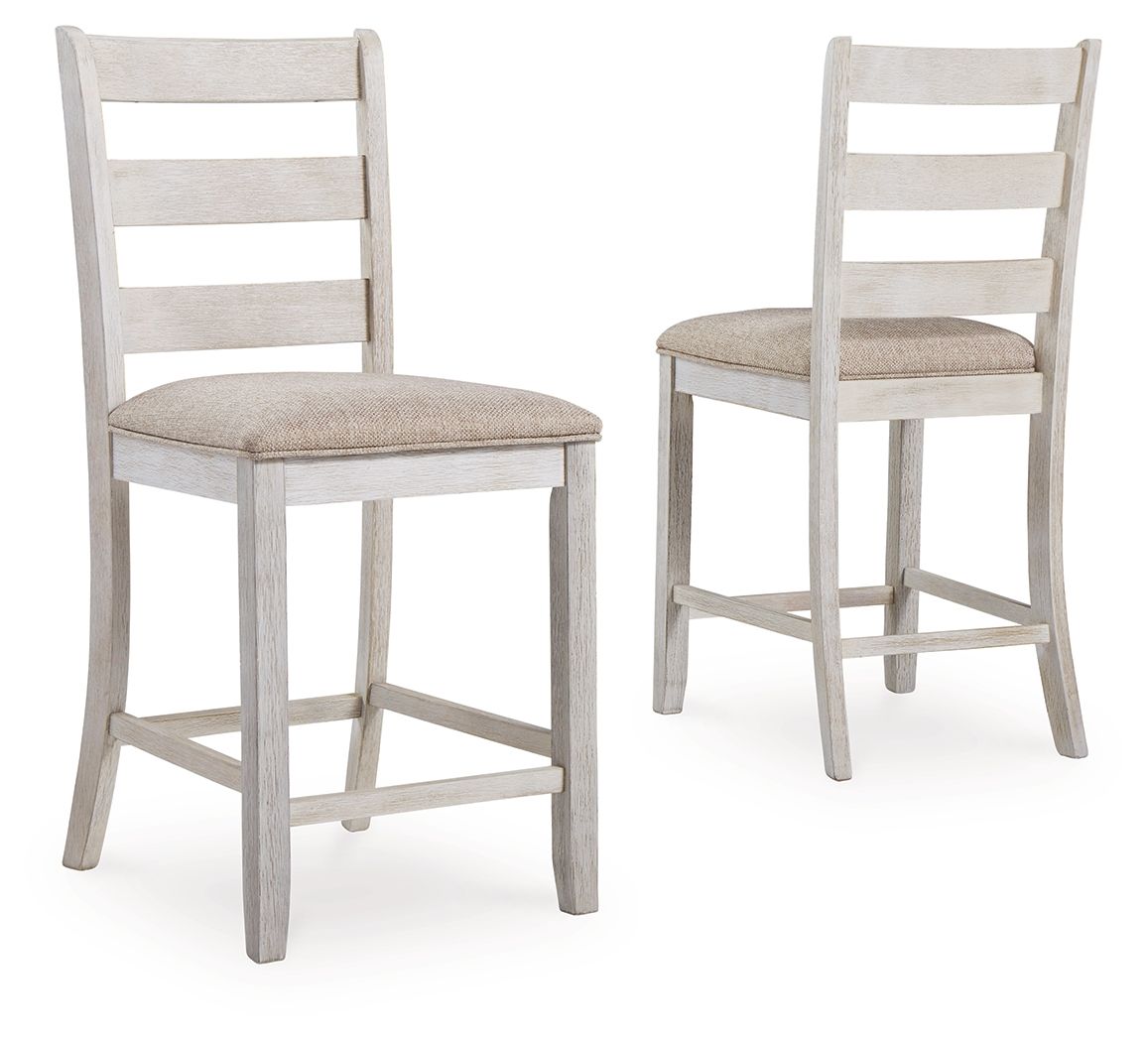 Skempton White Upholstered Barstool (Set of 2) - Padded, Backrest