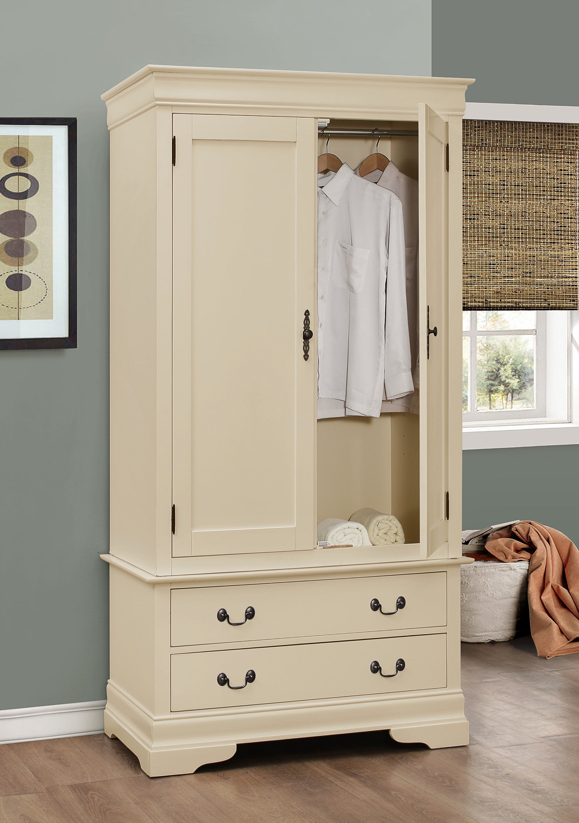 Elegant Traditional Beige Armoire