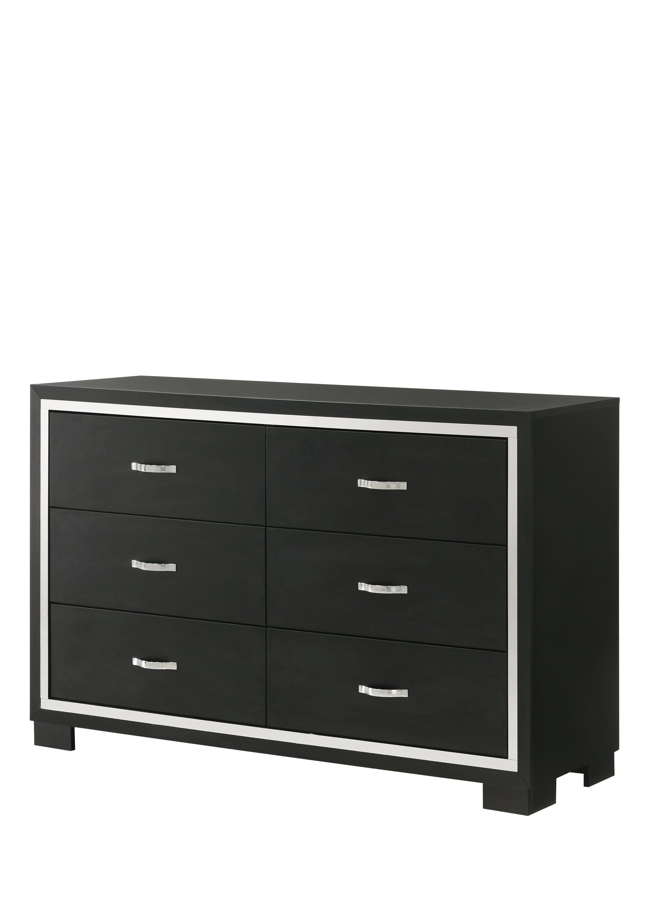 Modern Glam Black 6-Drawer Dresser - Bedroom Furniture