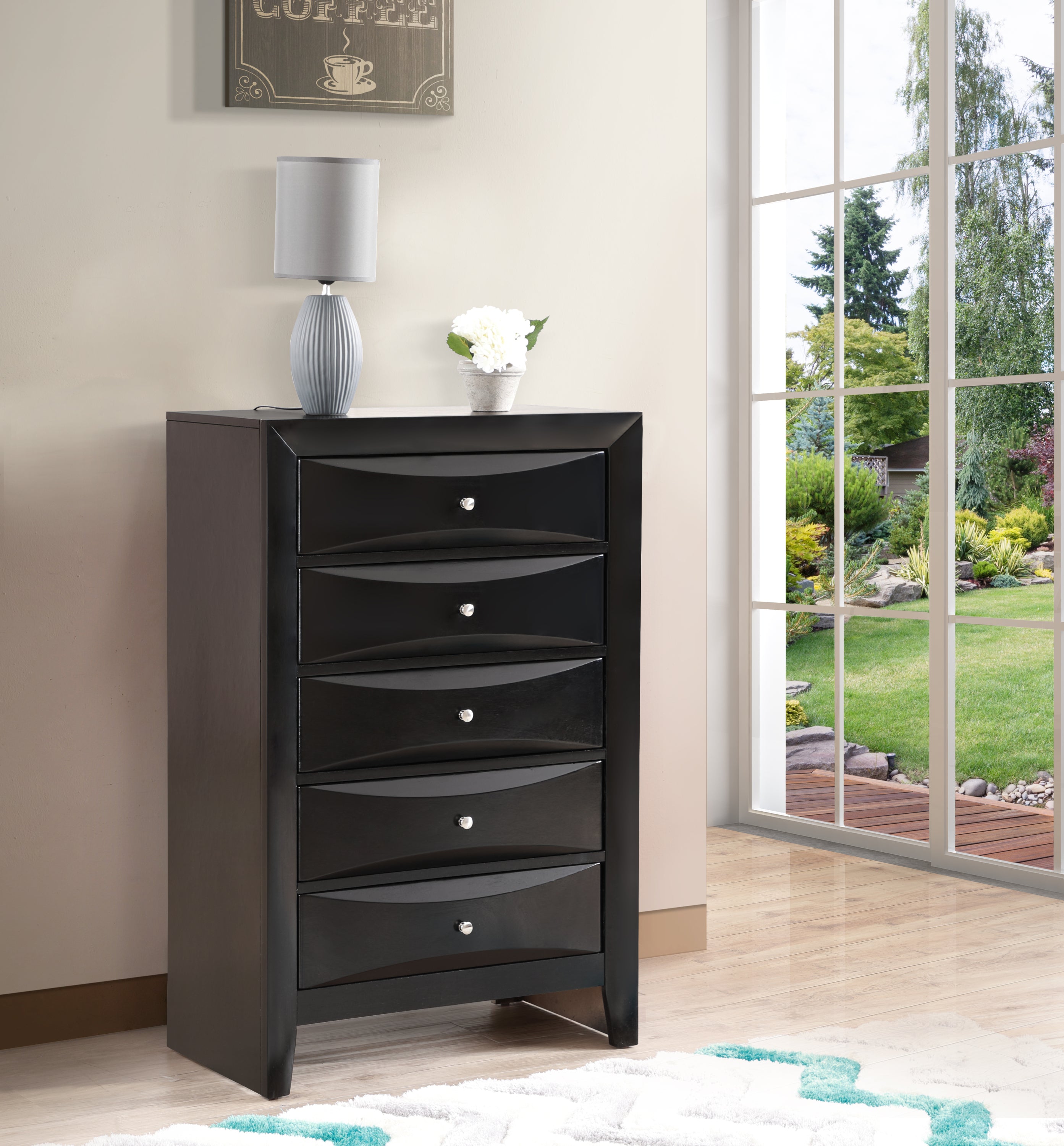 Marilla G1500-CH Black Chest of Drawers
