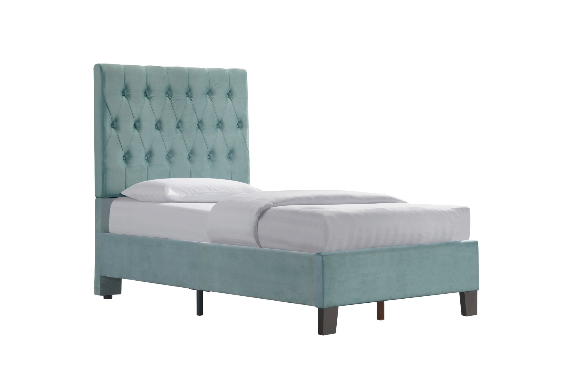 Blue Twin Upholstered Bed: Modern & Cozy