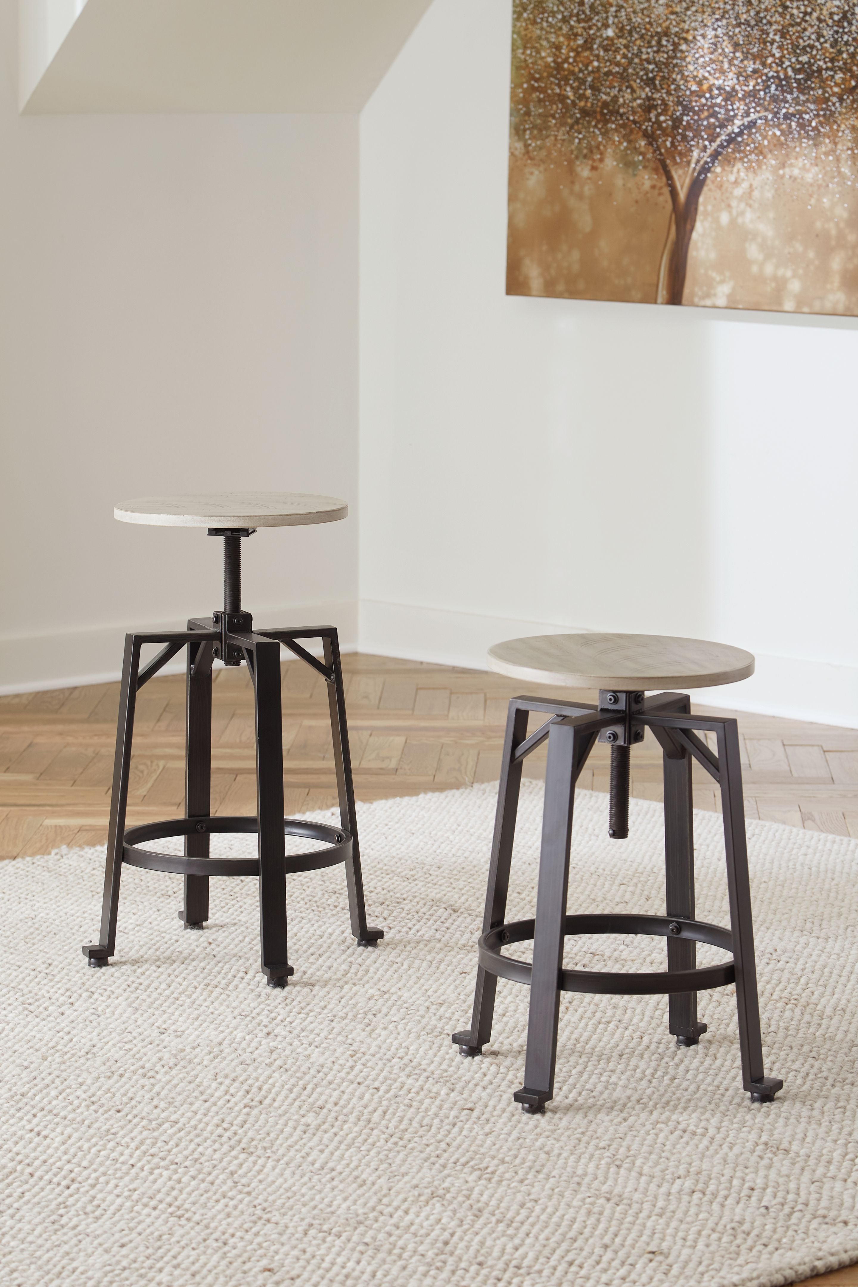 Karisslyn - Swivel Stool (Set of 2) - Whitewash / Black