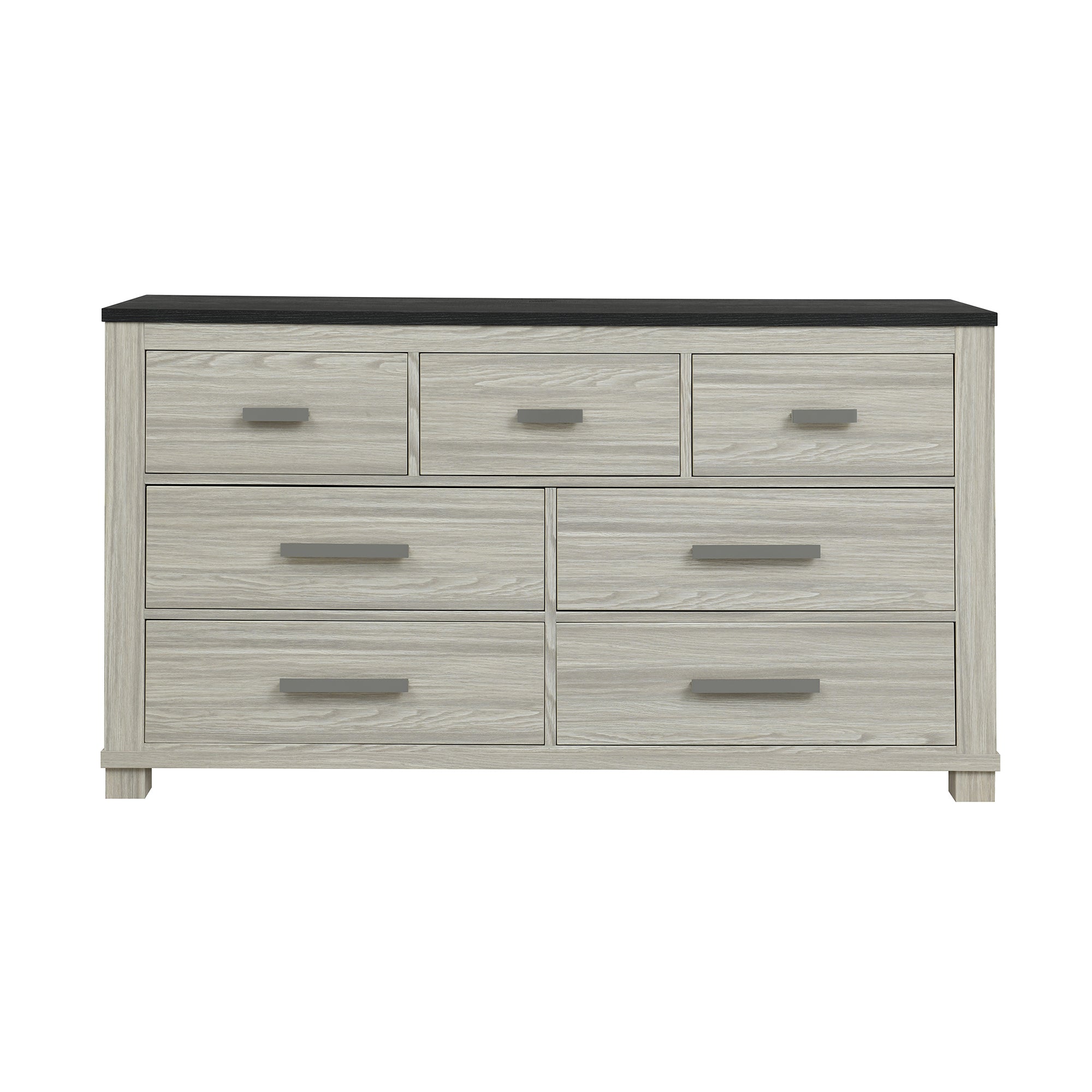 Augusta Brown Dresser: 7 Spacious Drawers, Dark Top, Rubberwood
