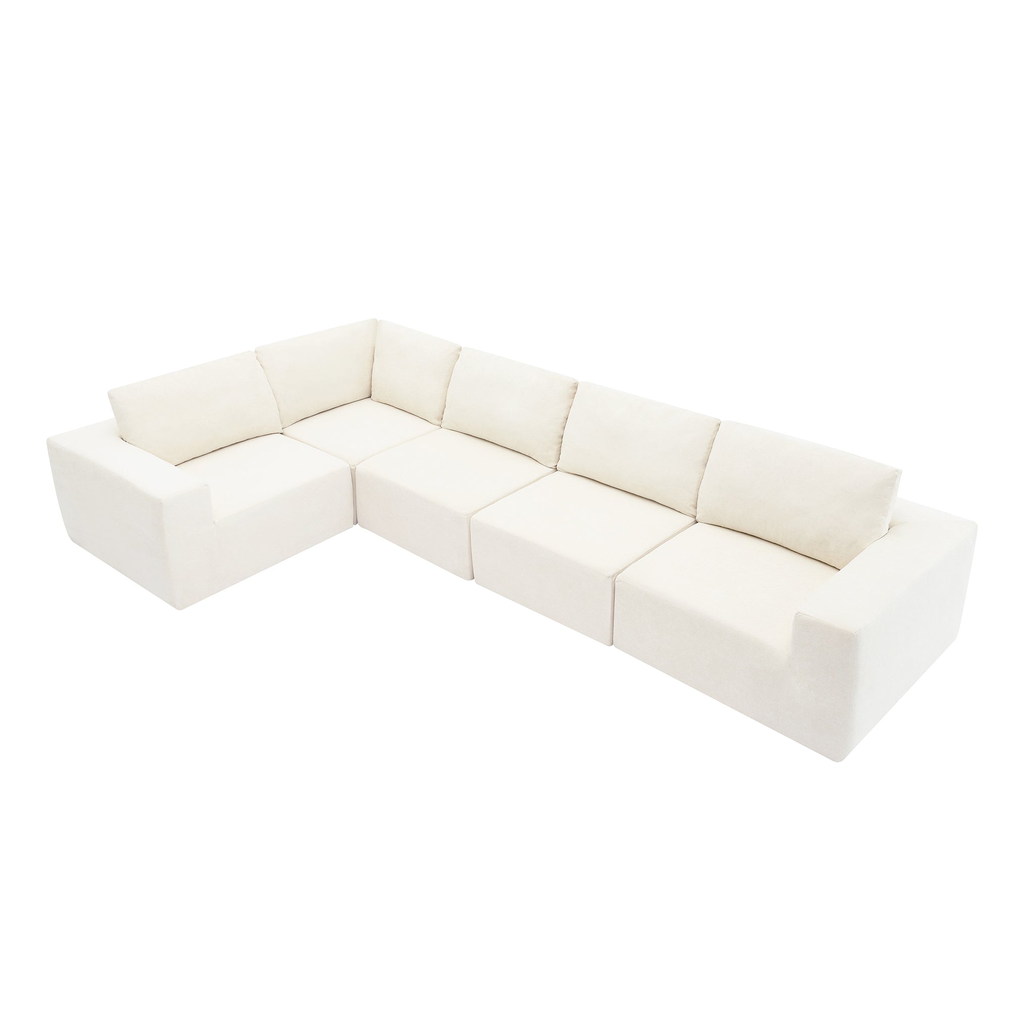 Minimalist Modular L-Shaped Sofa - Wide Seat, No Assembly