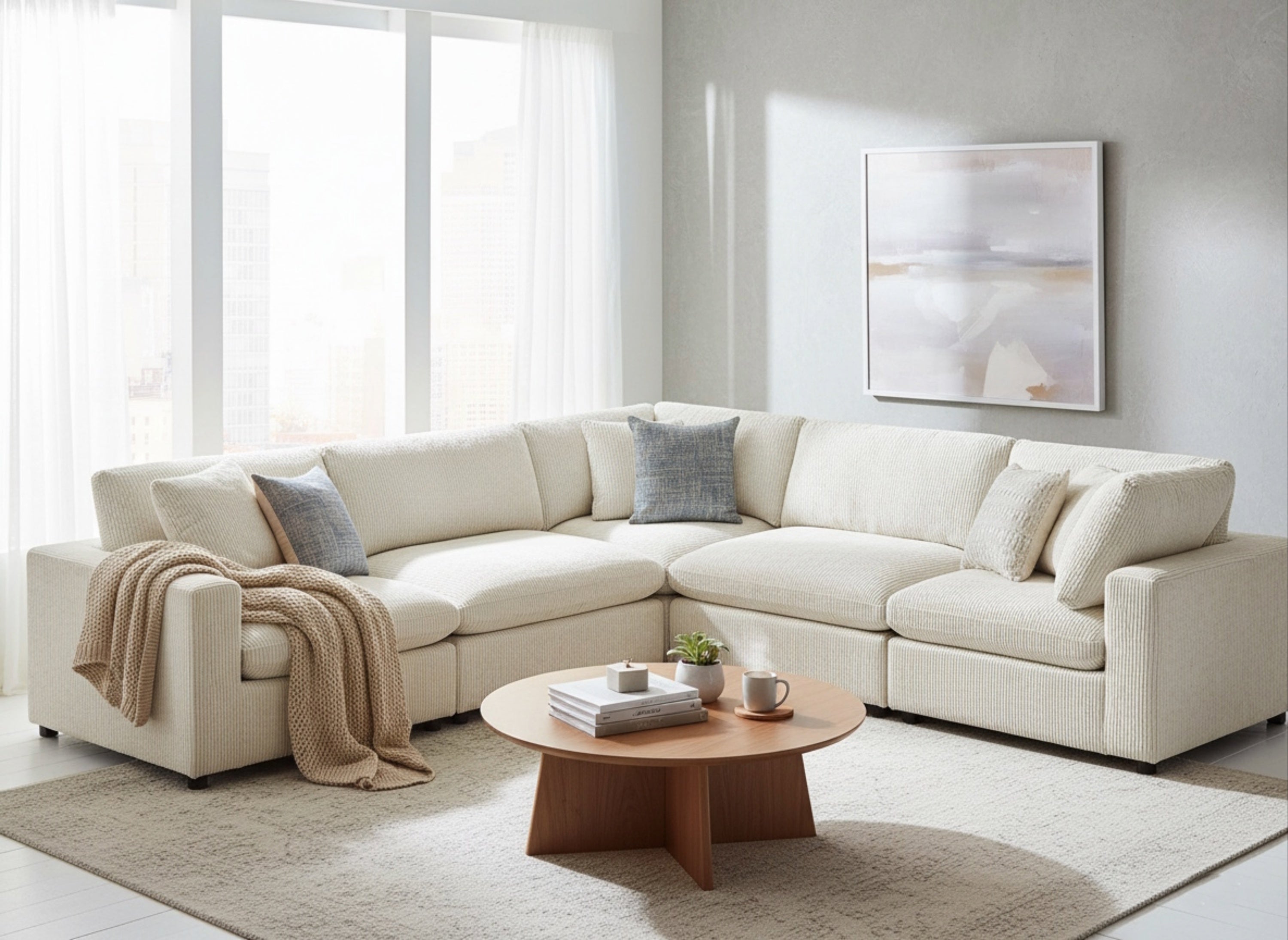 Chelsea Modular 5-Piece Sectional - Beige