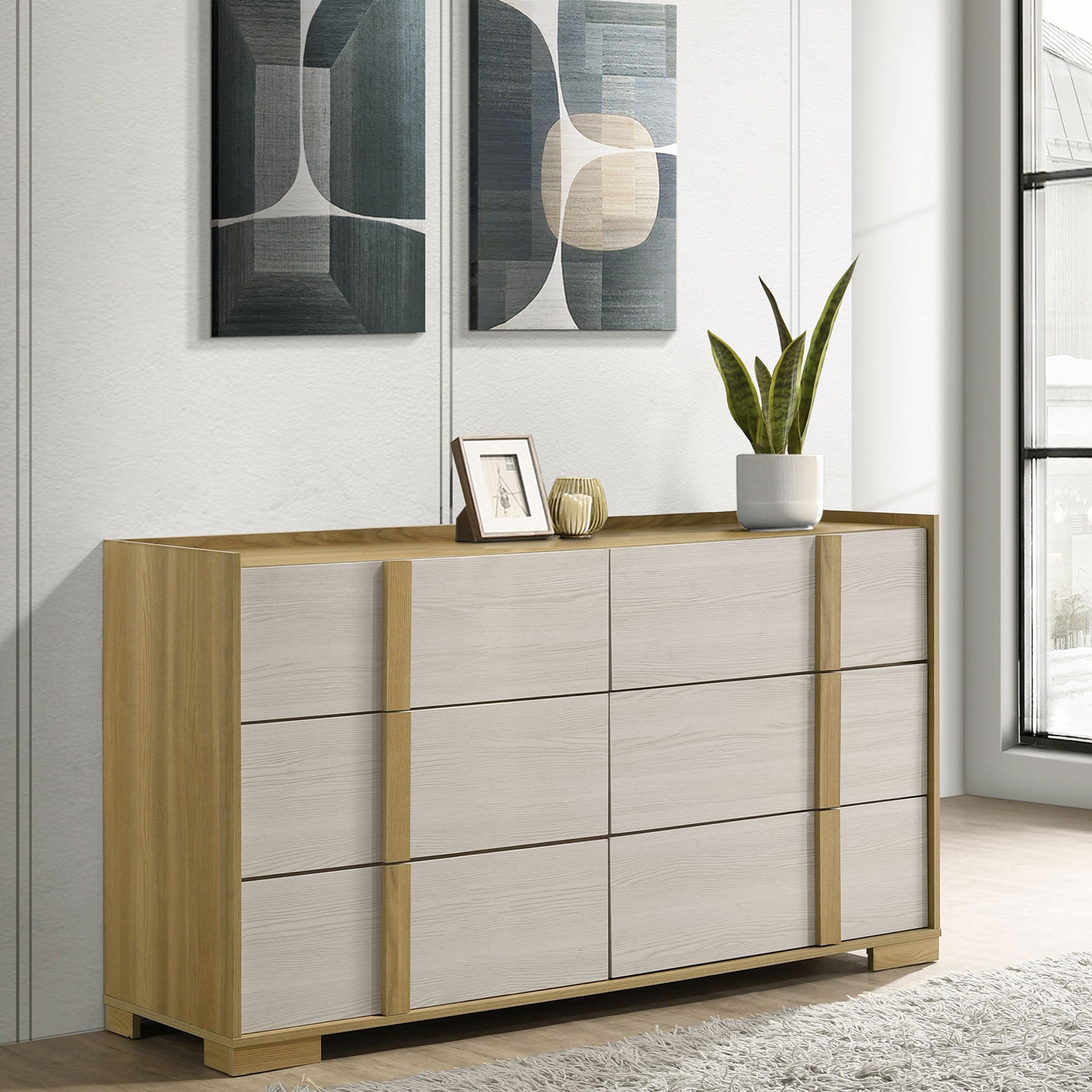 Lincoln Natural 6-Drawer Dresser: Wood Storage Furniture