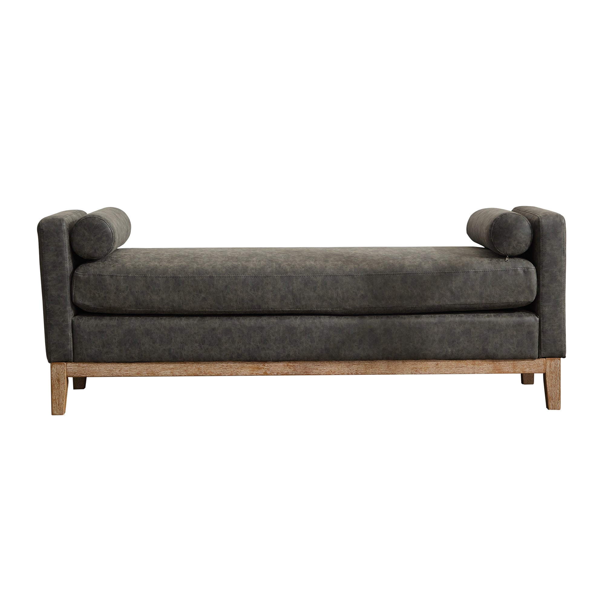 Elegant Gray Upholstered Bench, Daybed & Ottoman Wood Legs