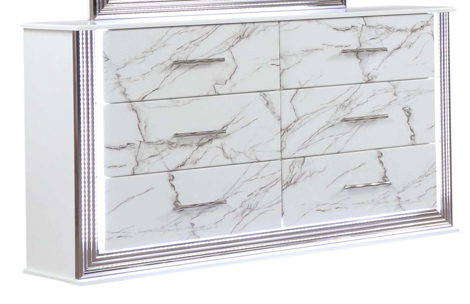 Desire Marble White 6-Drawer Dresser Bedroom Storage