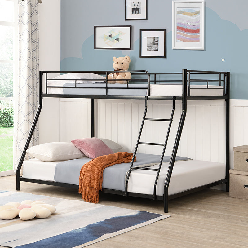 Black Metal Twin Over Full Bunk Bed – Sturdy & Space-Saving