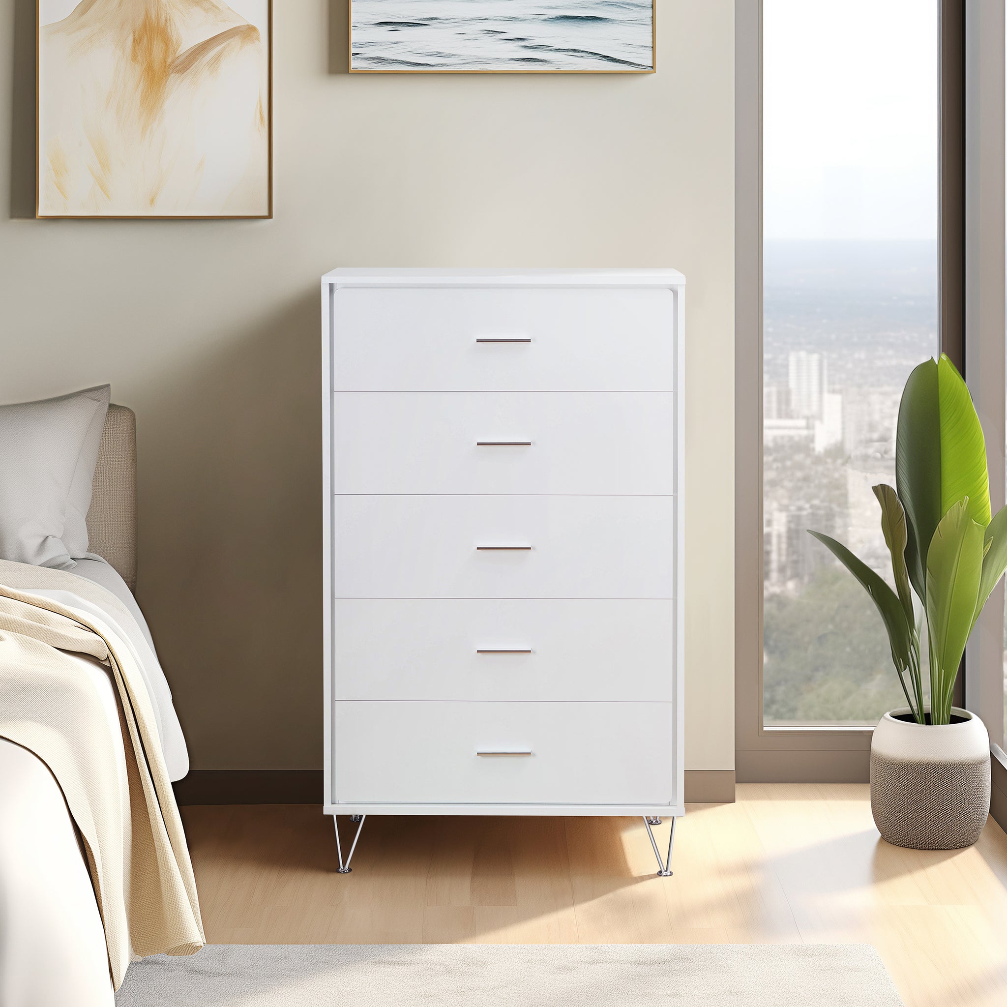 Deoss White Chest: Stylish Bedroom Storage Furniture