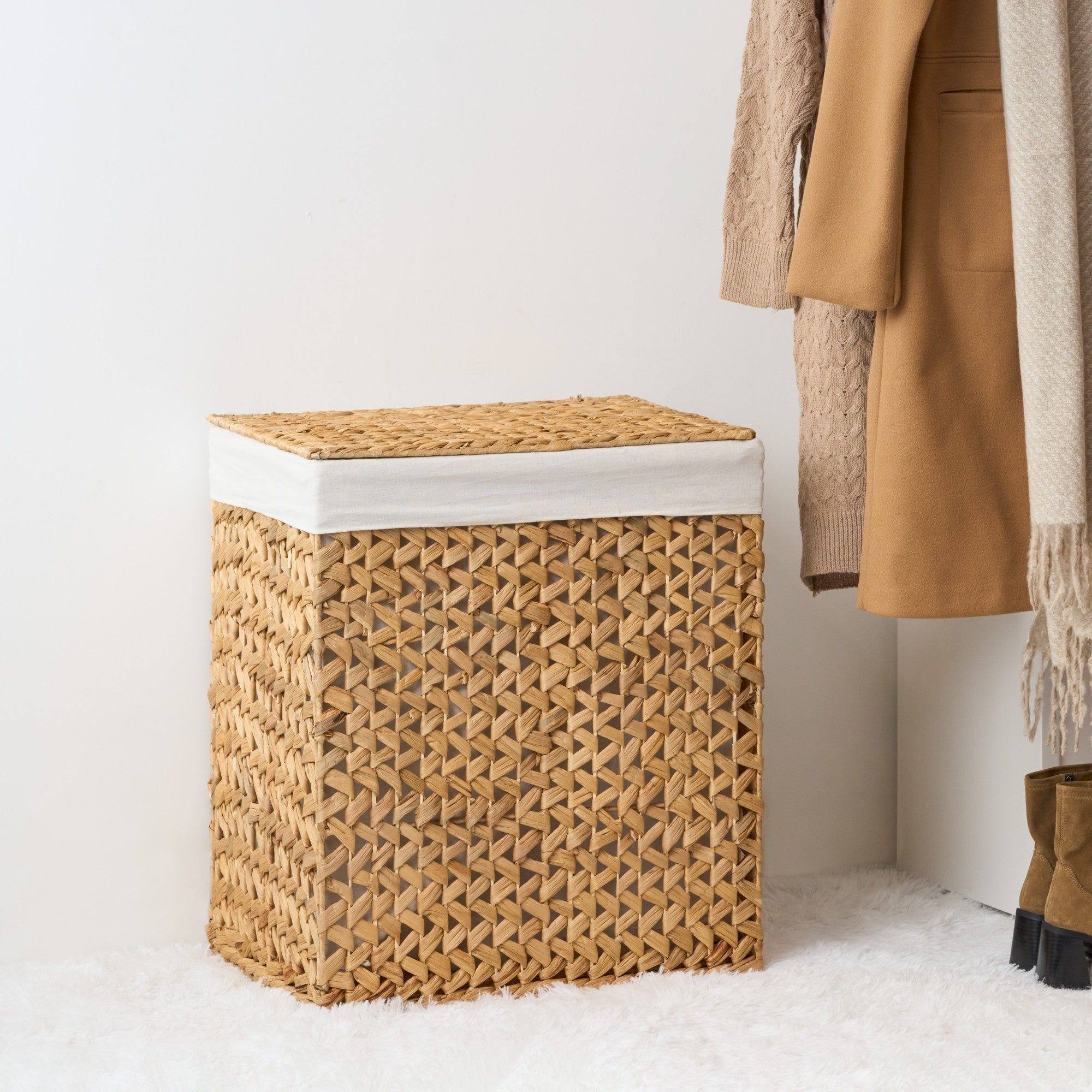 Judas Water Hyacinth Woven Brown Rectangular Laundry Hamper