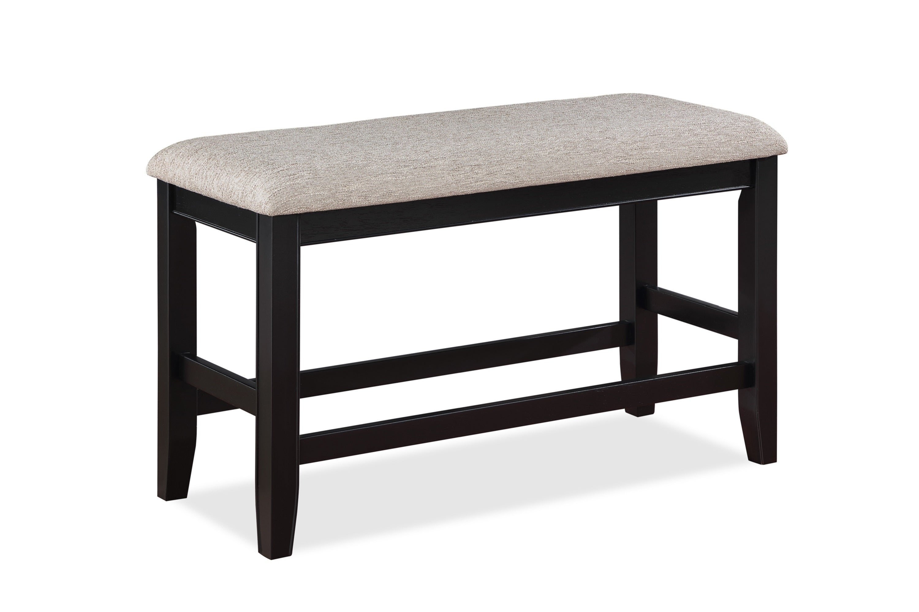 Farmhouse Black/Gray Counter Height Upholstered Bench