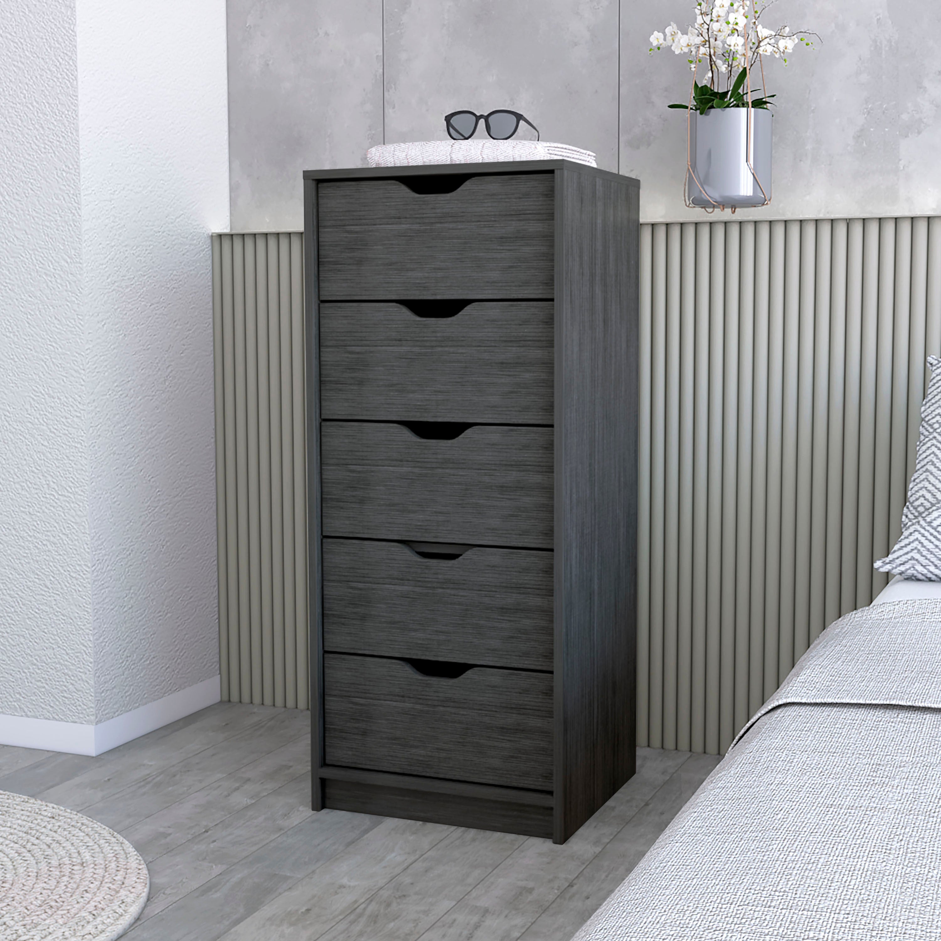 Dillon 5-Drawer Narrow Dresser & Tall Chest