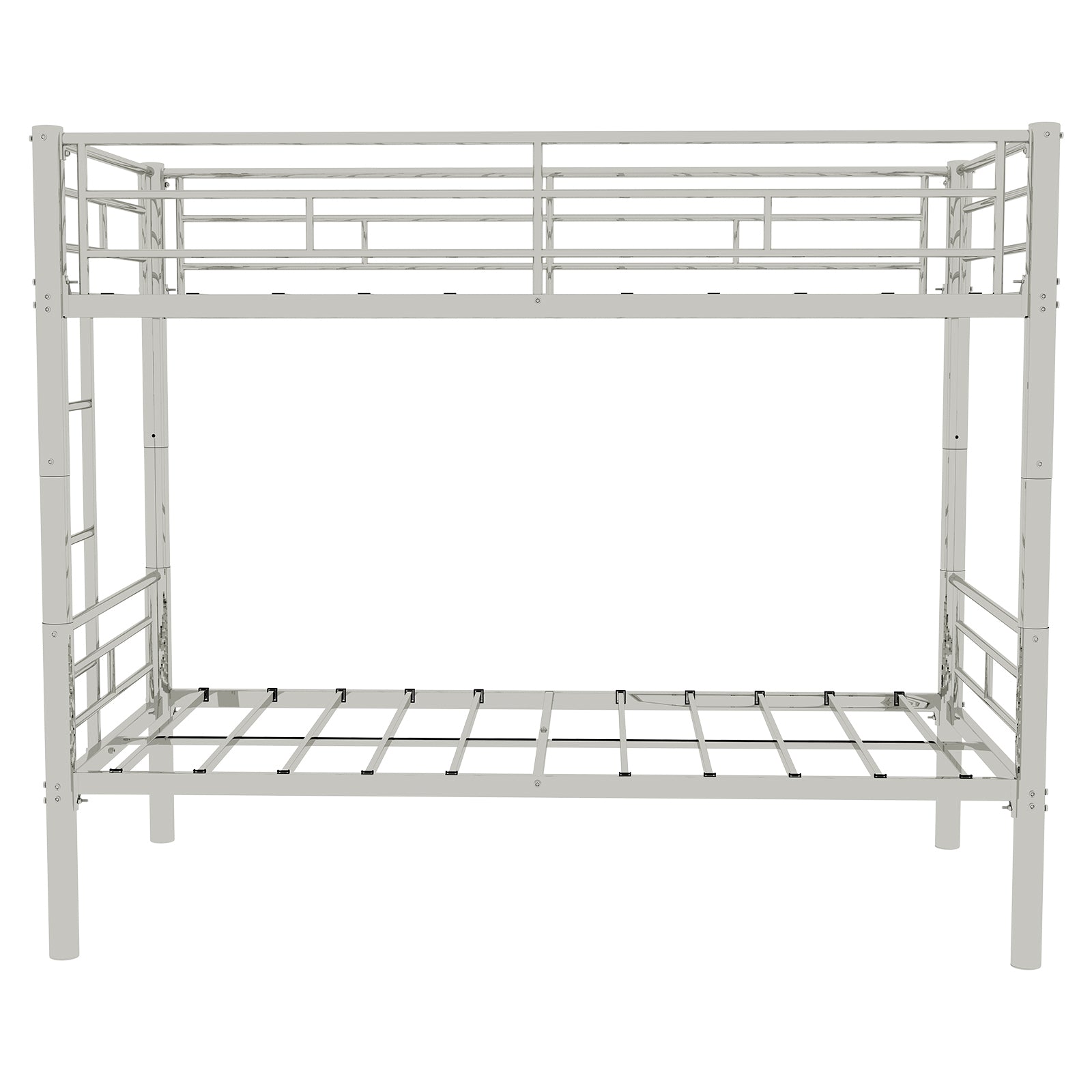 Twin Over Twin Metal Bunk Bed for Kids - Convertible Silver Frame
