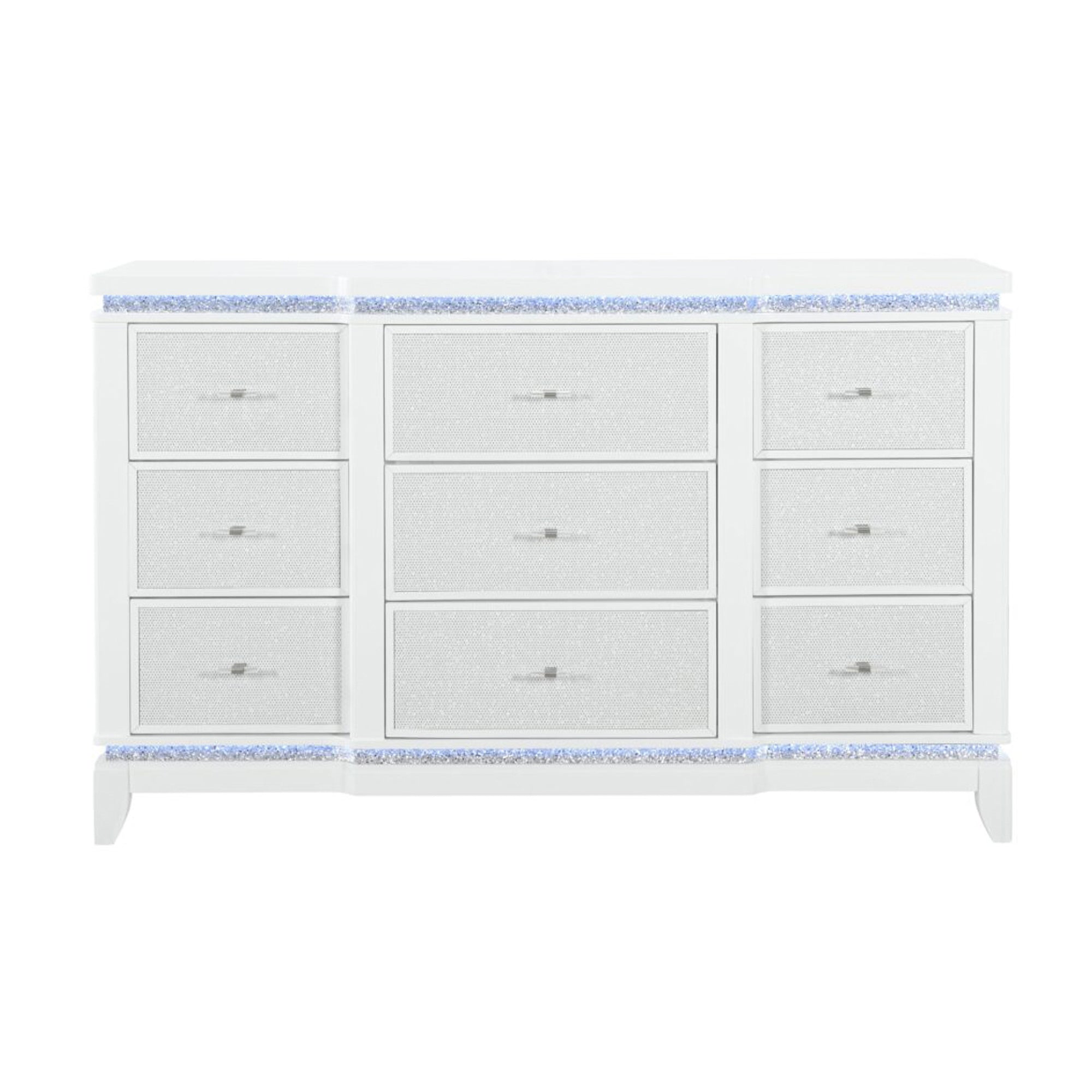 Adalid Modern White Dresser | LED Light & Glitter Drawers