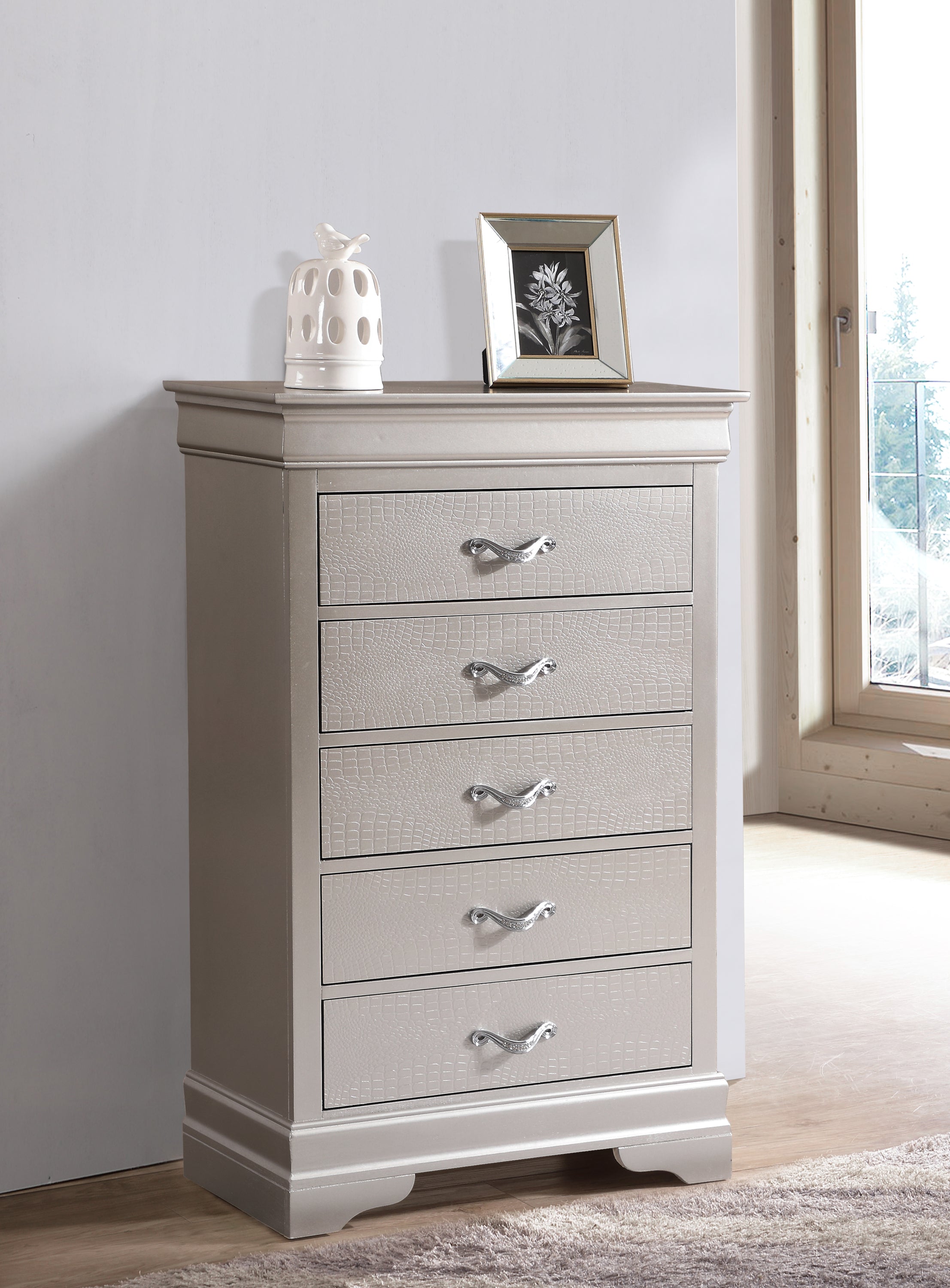 Lorana G6500-CH Chest - Silver Champagne Finish