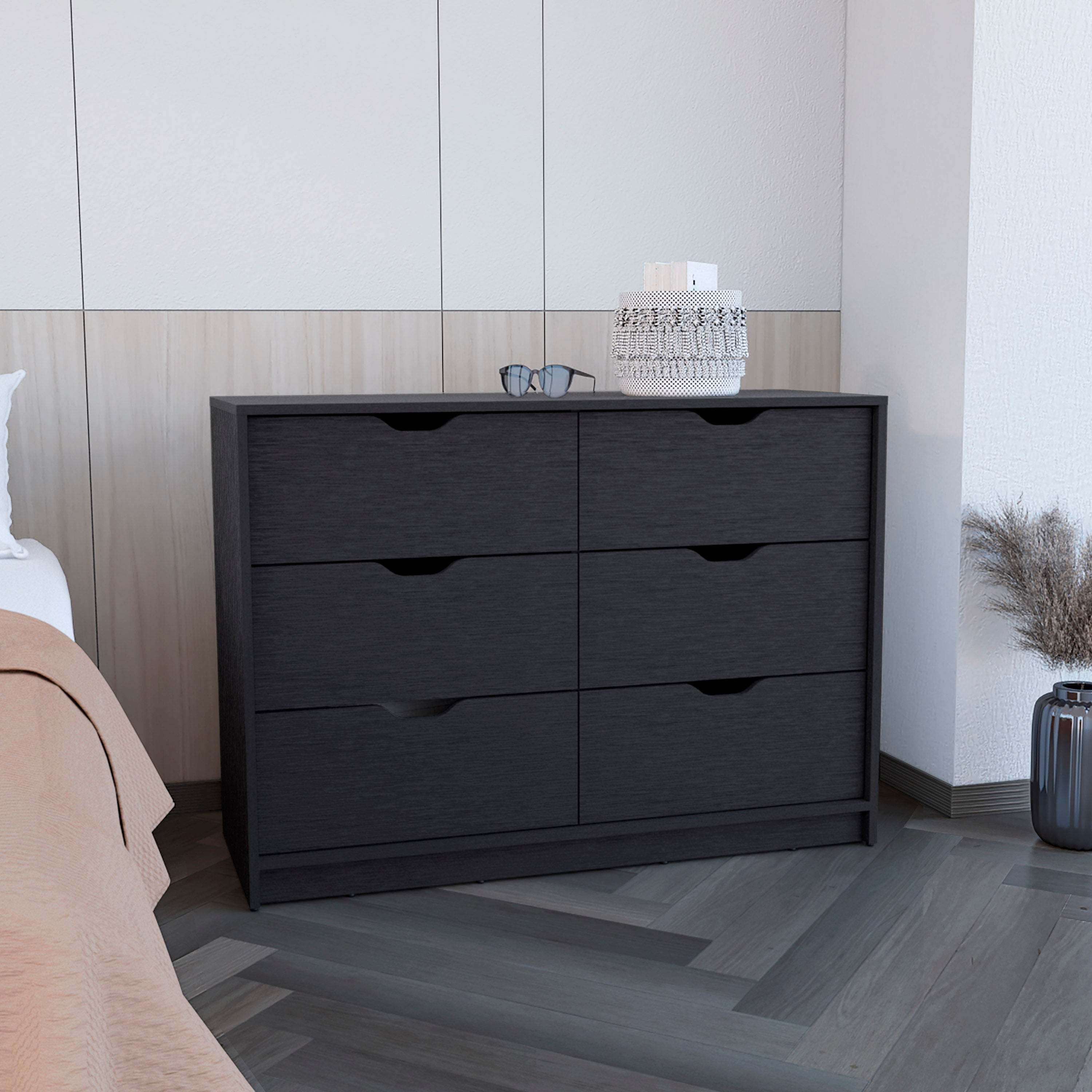 Black Dresser 30"H with 2 Cabinets