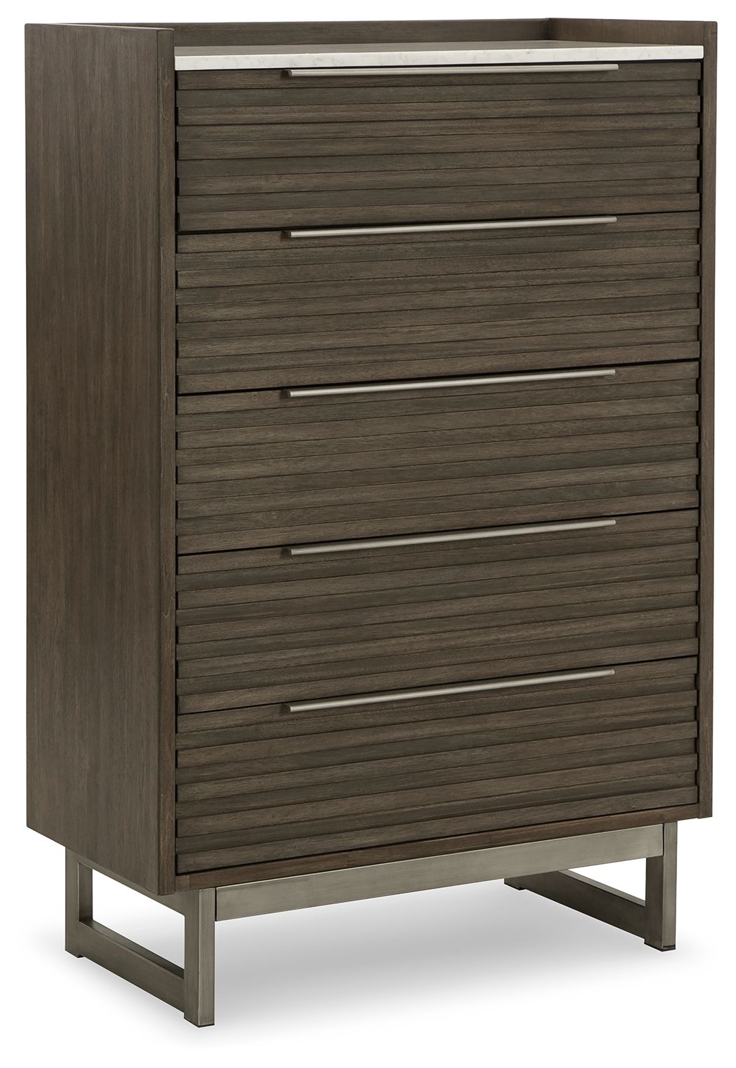 Arkenton - Grayish Brown / White - Five Drawer Chest
