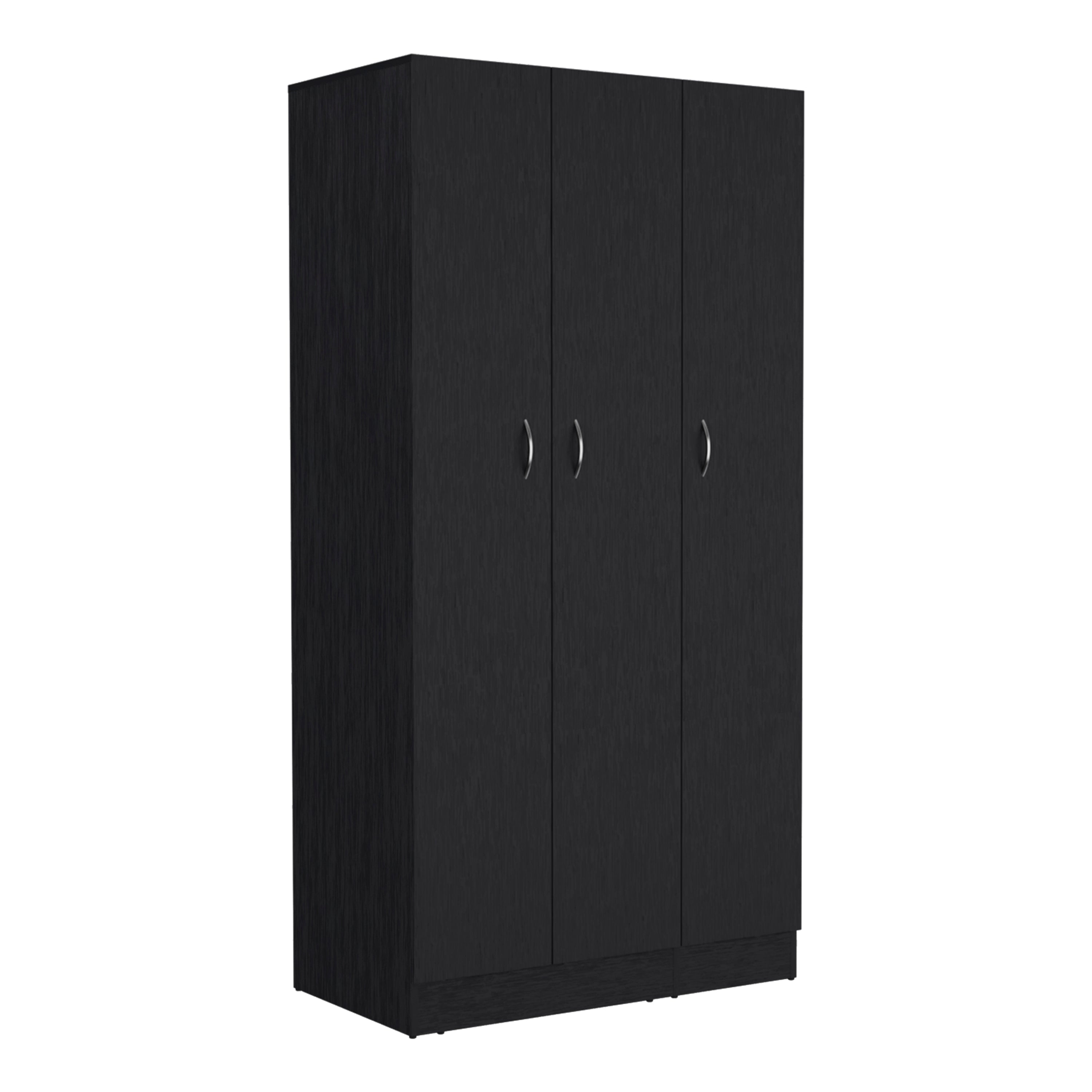 Modern Black Wardrobe Armoire 71"H | 3-Door, 2-Drawer