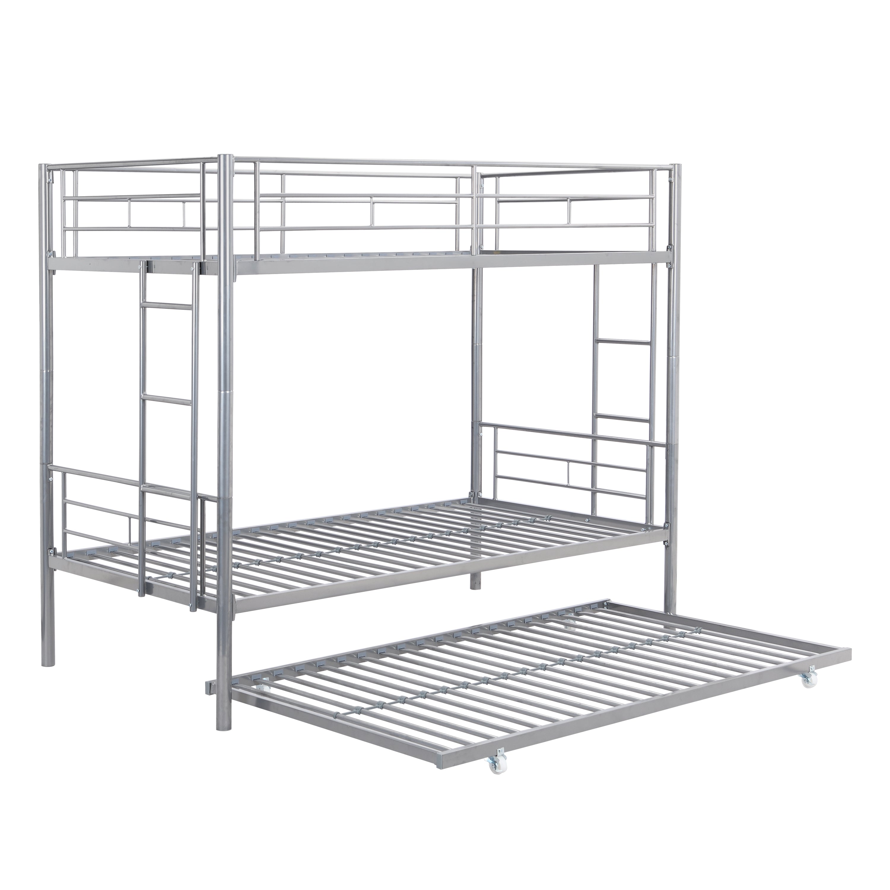 Silver Metal Bunk Bed with Trundle: Space Saver