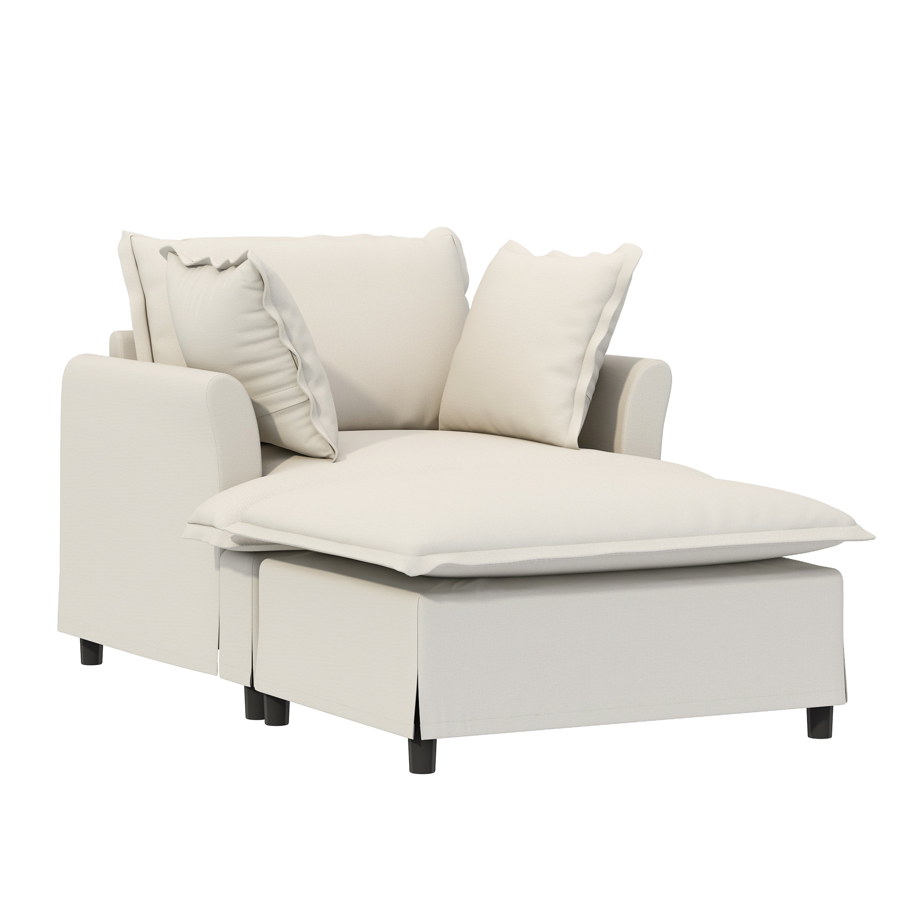 Oversized Chenille Chaise Lounge Wide Seat Sofa Bed