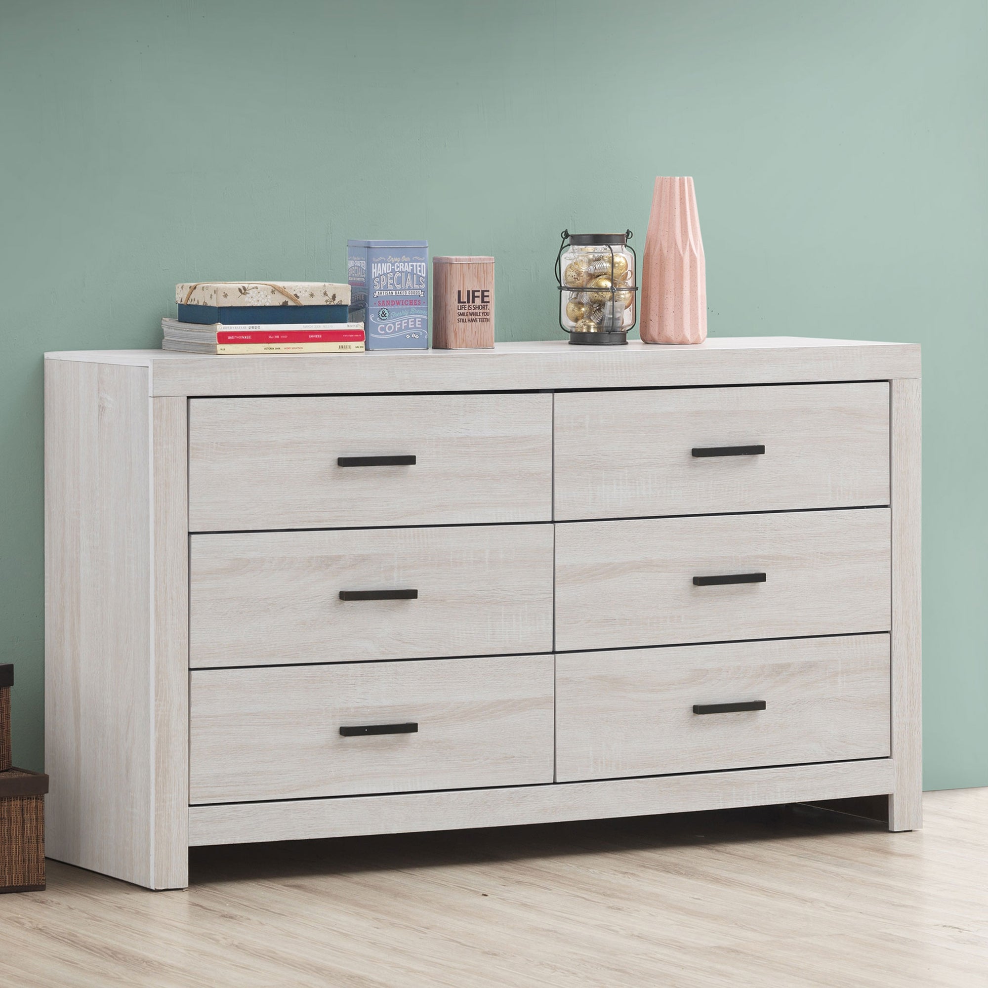 Sherwood Coastal White 6-Drawer Dresser - Stylish Storage