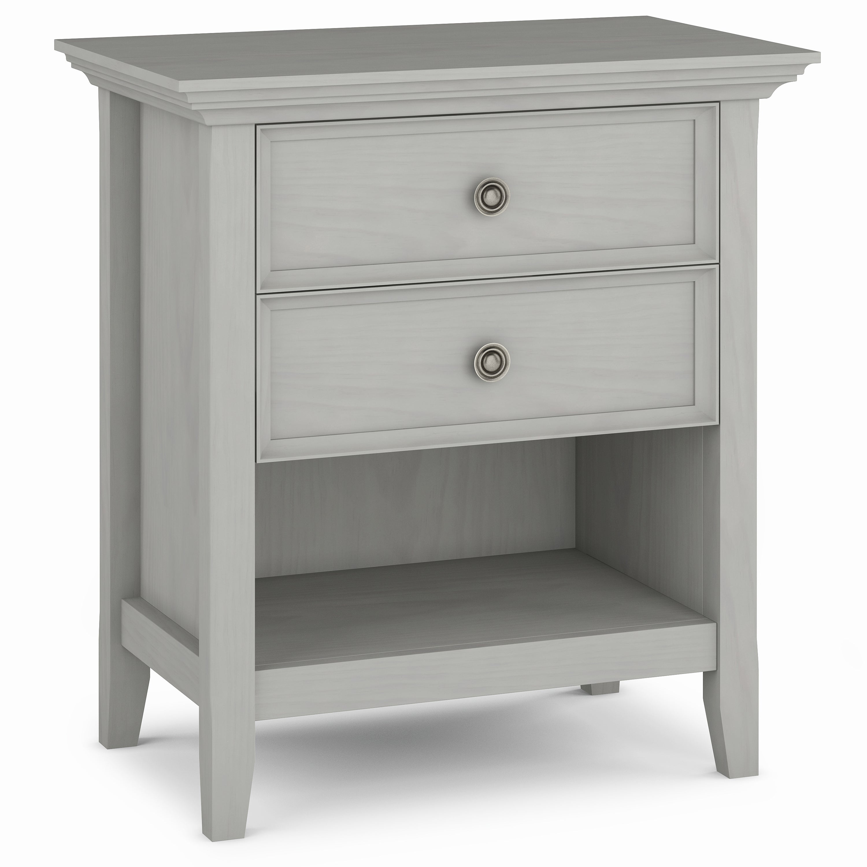 Amherst Bedside Table, Fog Grey - Elegant Bedroom Nightstand