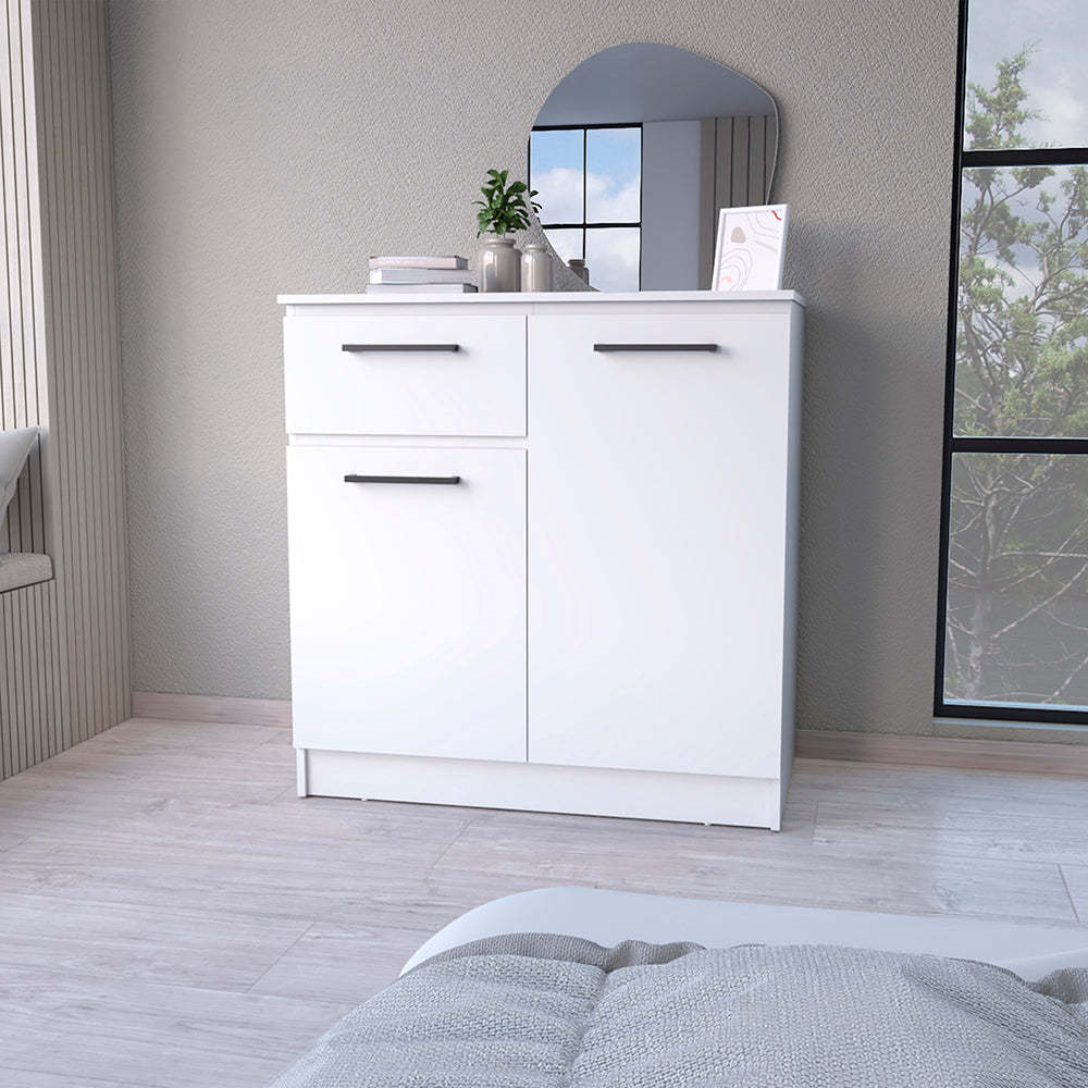 Loonam White 2-Door 1-Drawer Dresser Storage