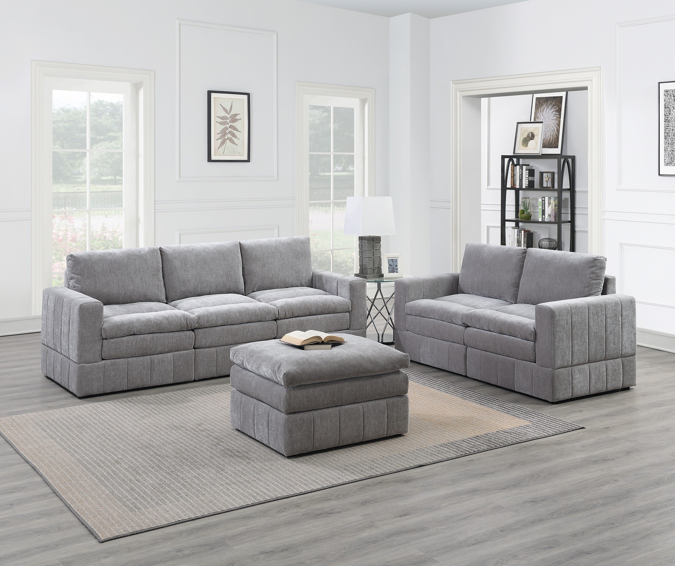 Contemporary 6pc Modular Sectional Sofa - Granite Fabric