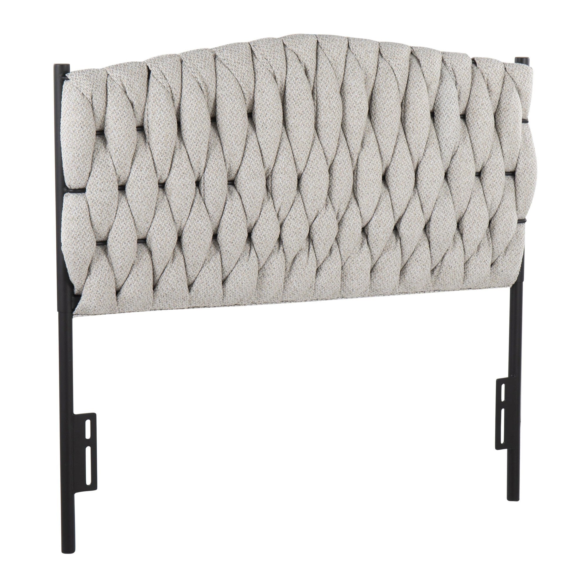 LumiSource Braided Matisse Twin Headboard - Black Metal/Cream Fabric
