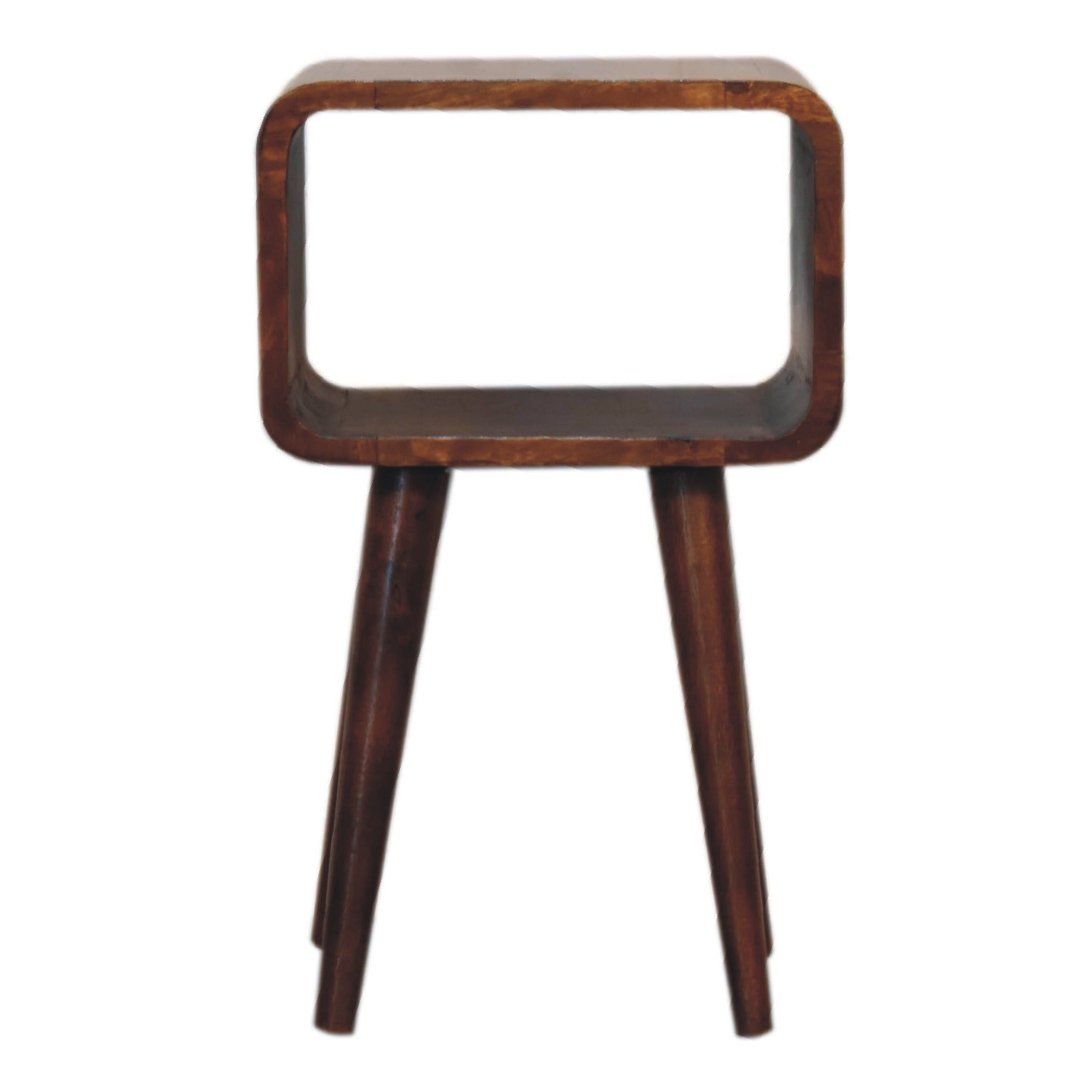 Curved Chestnut Mini Open Bedside Nightstand