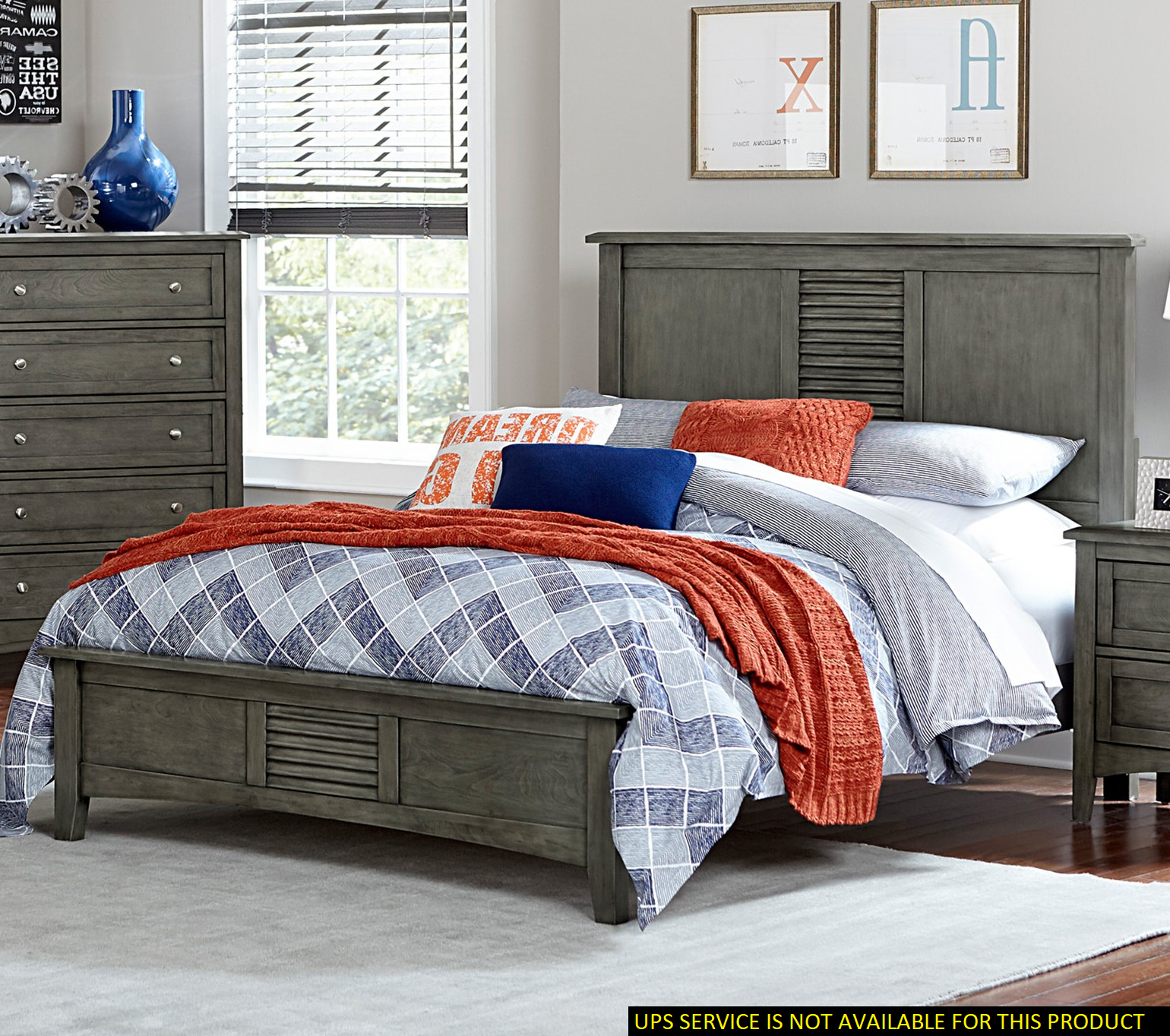 Transitional Cool Gray Queen Bed | Birch Wood Bedroom Furniture