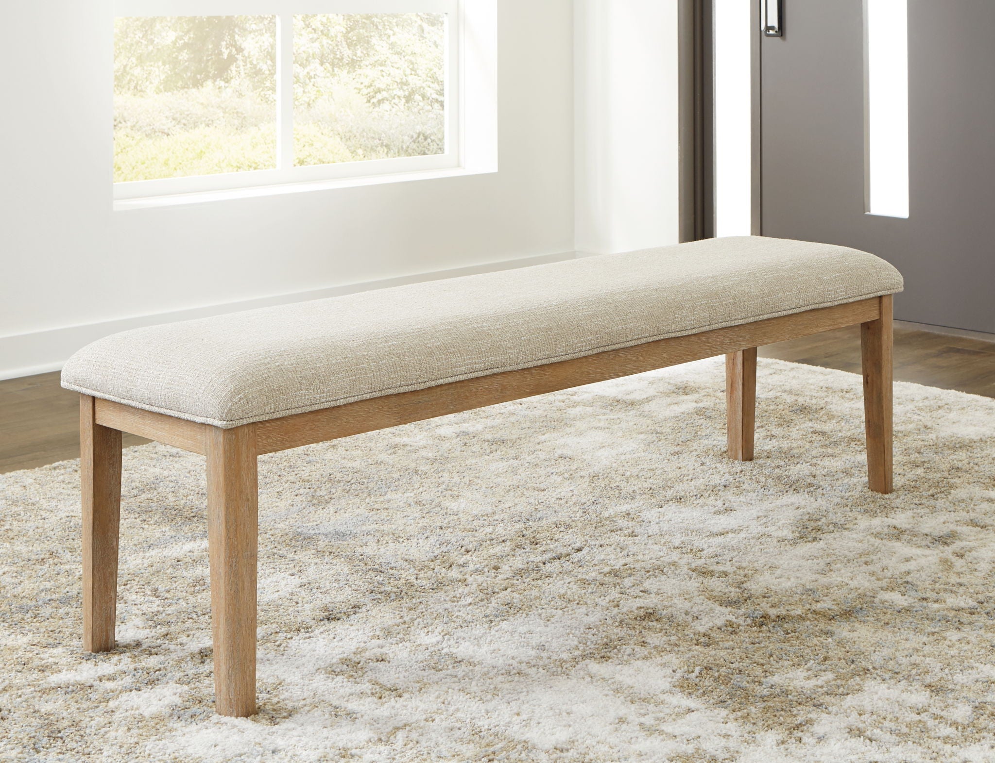 Rencott - Large Upholstered Dining Room Bench - Light Brown