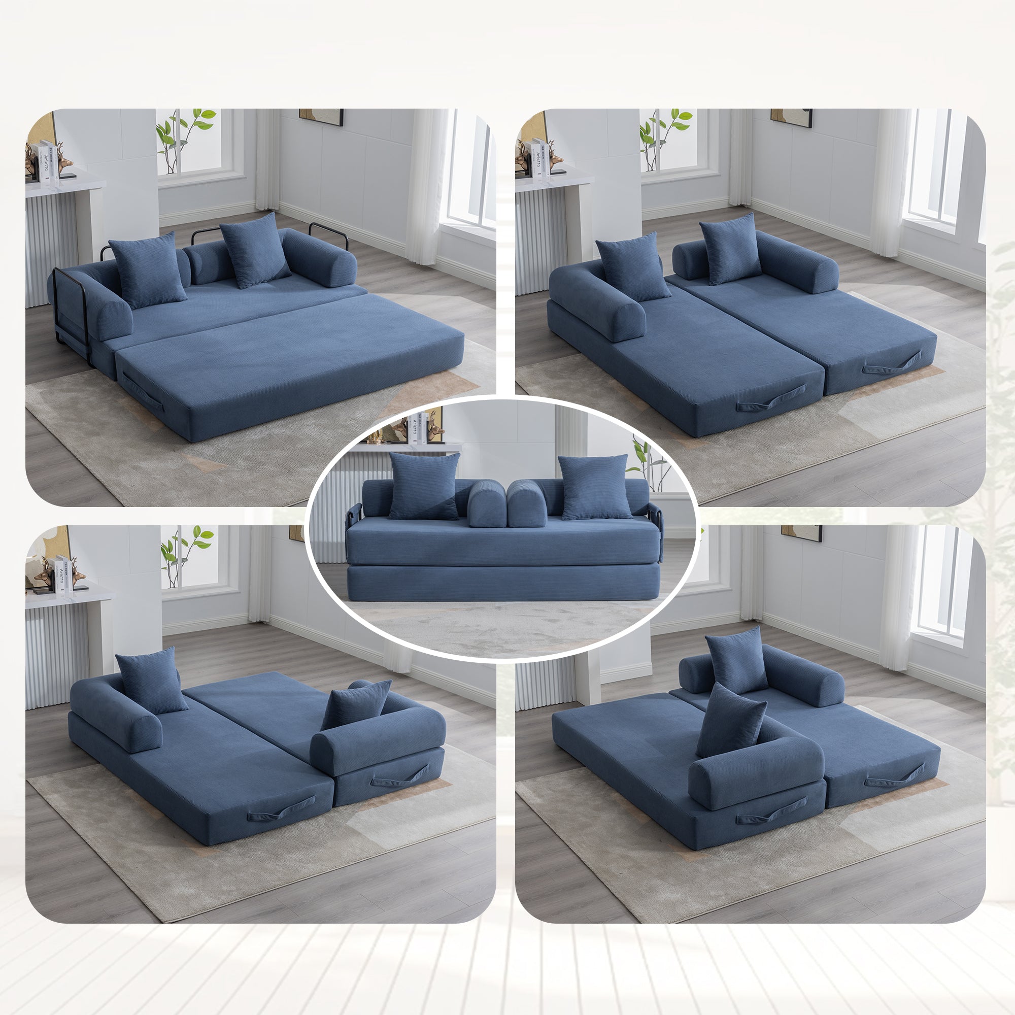 Foldable Compressible Sofa: Metal Frame for Small Spaces