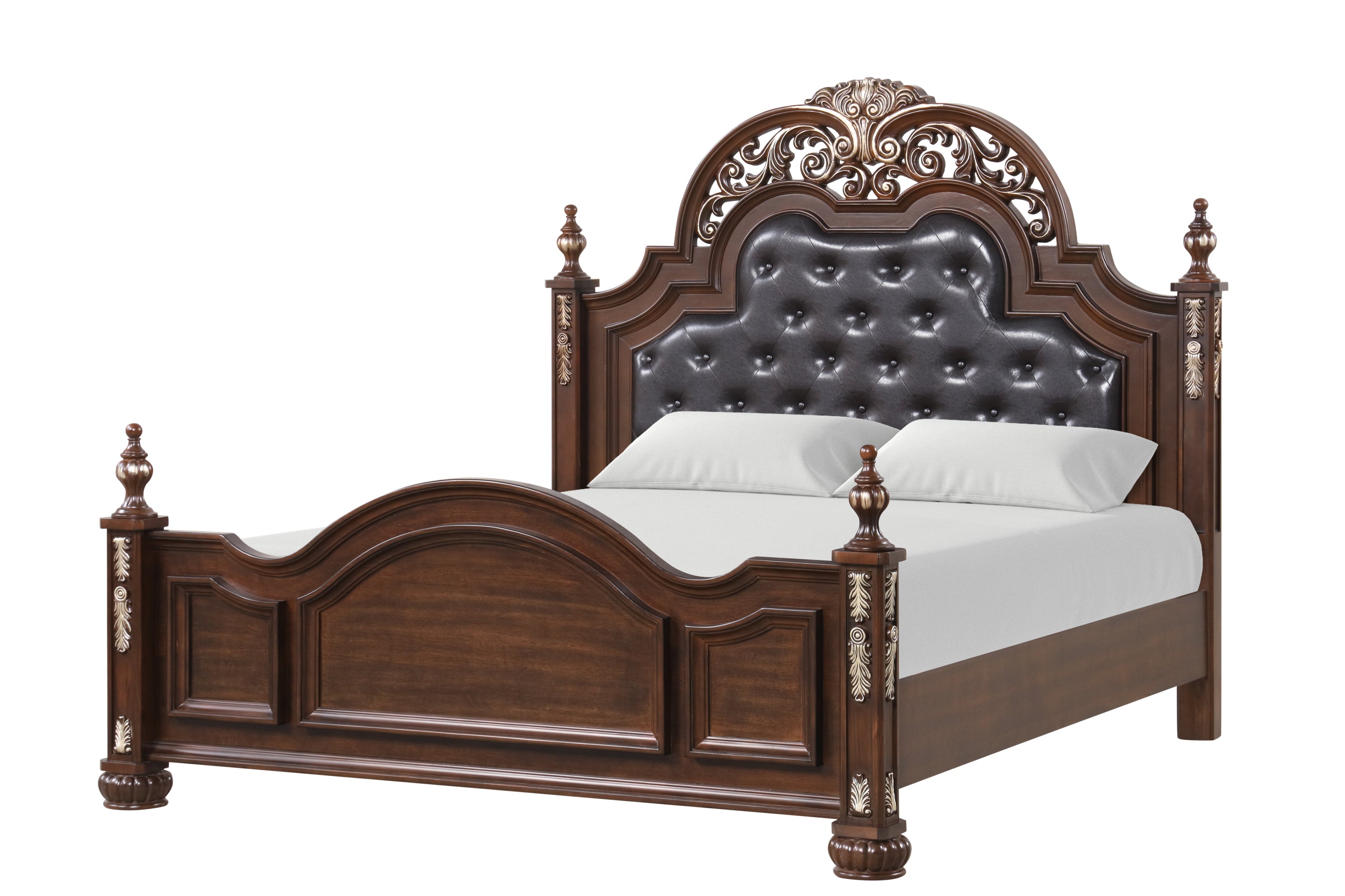 Lyon King Bed G07100A-KB - Cherry Wood Bed Frame