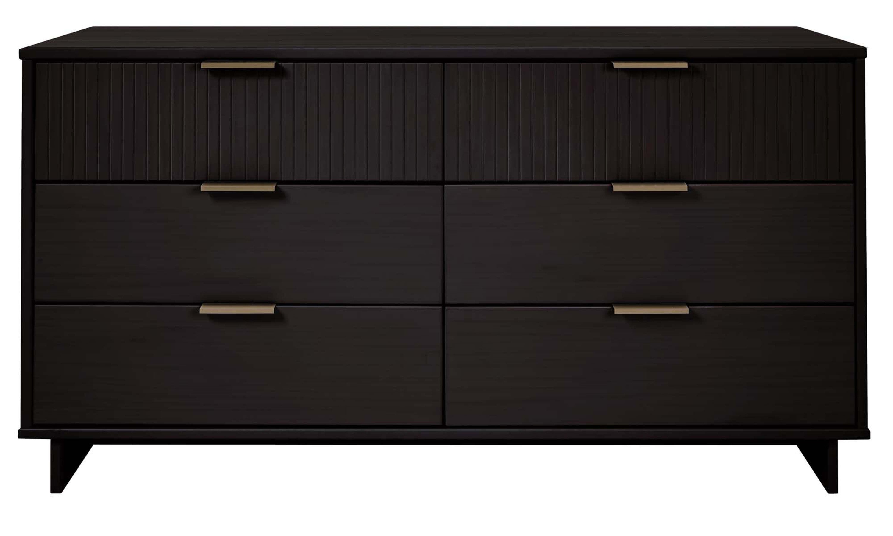 Granville 55" Black 6-Drawer Dresser for Bedroom Storage