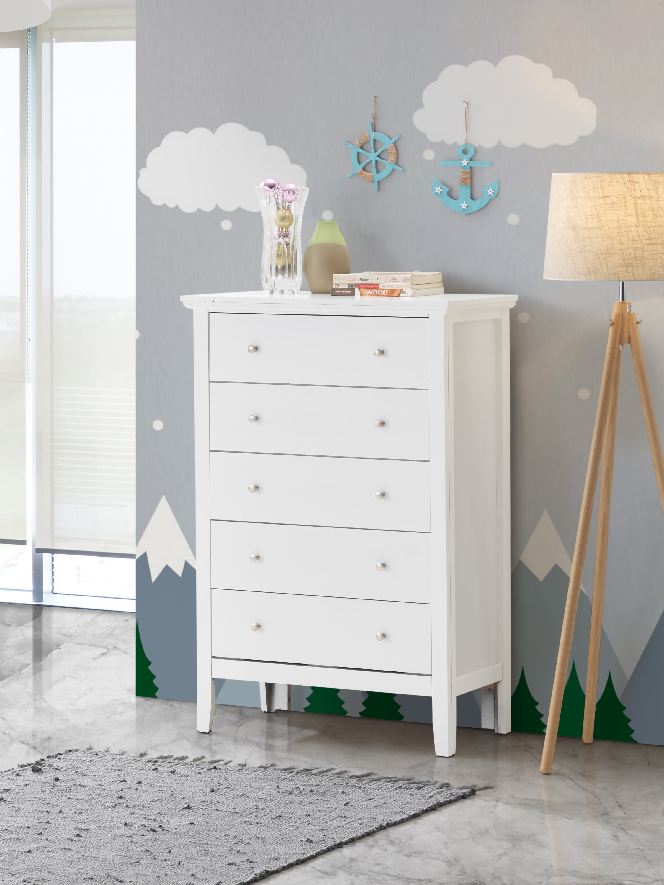 Primo G1339-CH White Chest Dresser - Bedroom Storage Solution