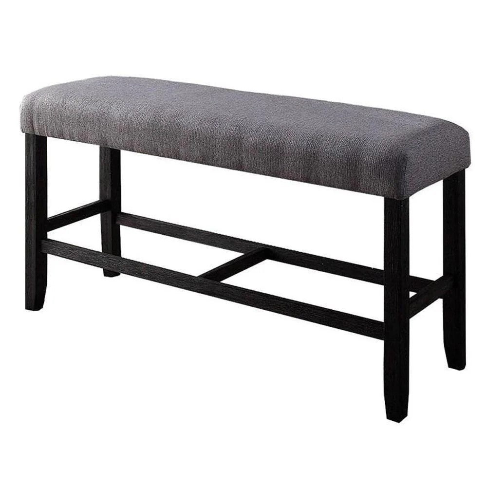 Espresso Wood Counter Height Bench | Upholstered Kitchen Dining