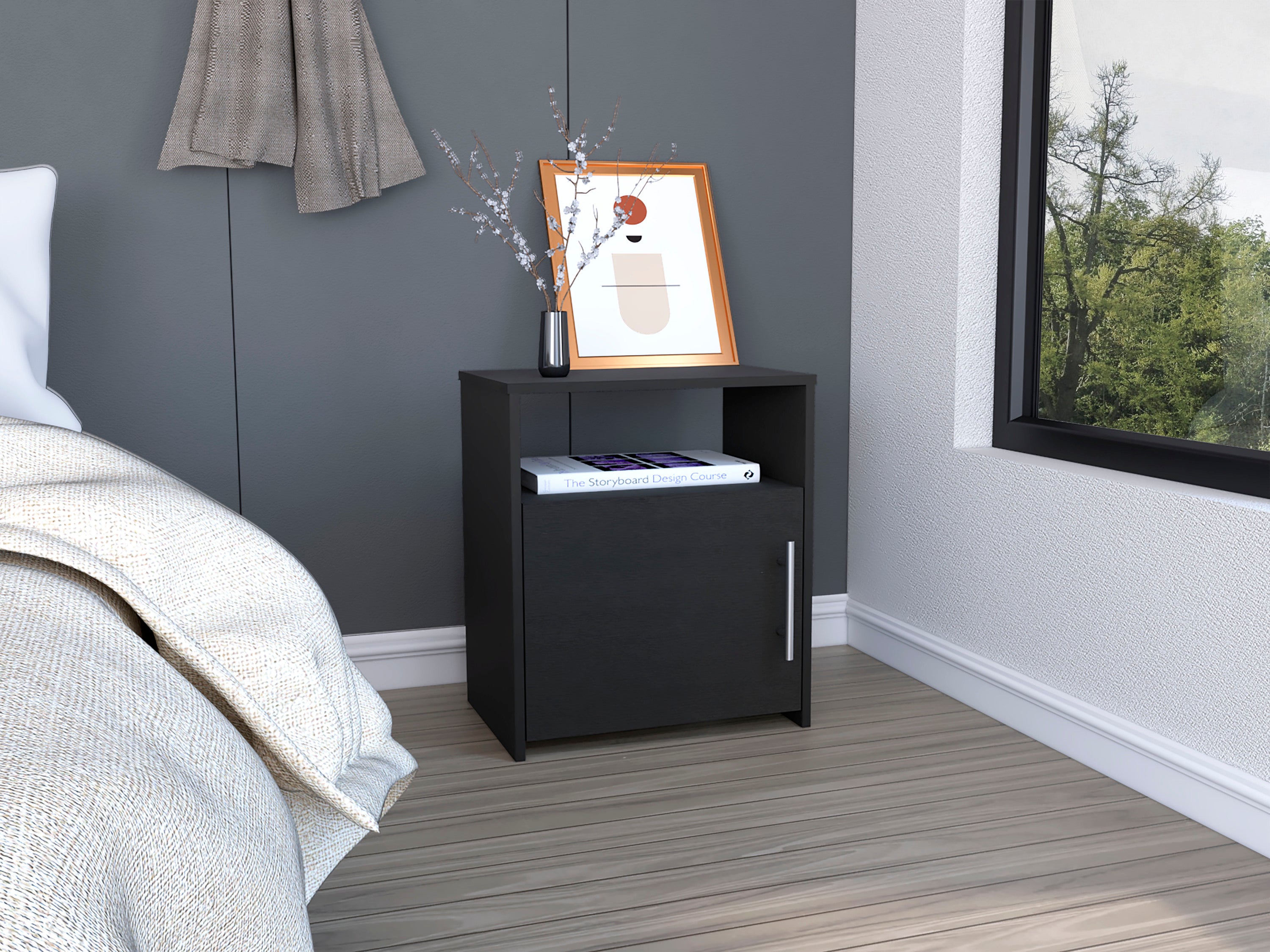 Cuarzz Black Wengue Nightstand | One Cabinet