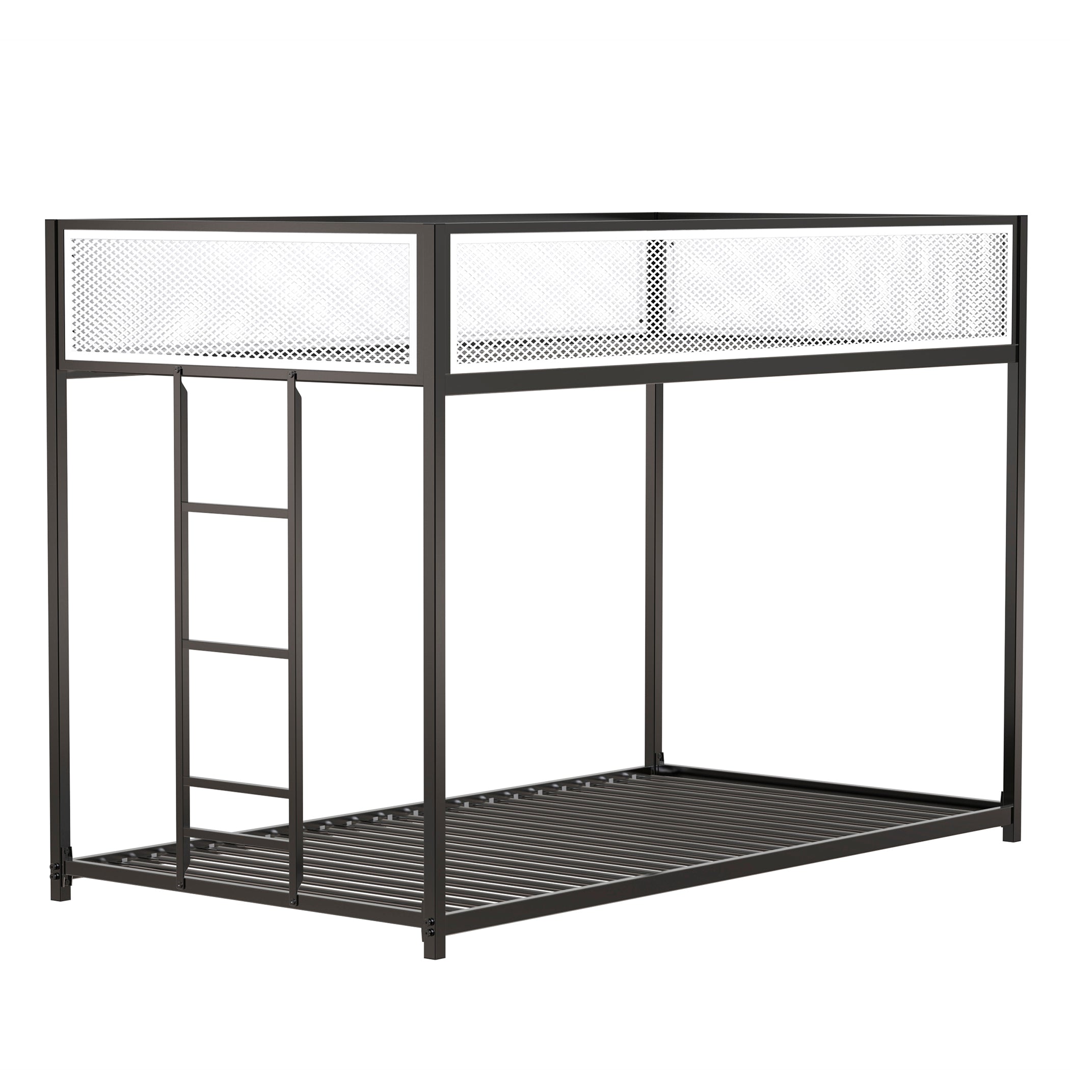 Adam Sturdy Twin Over Twin Metal Bunk Bed - Black & White for Kids & Adults
