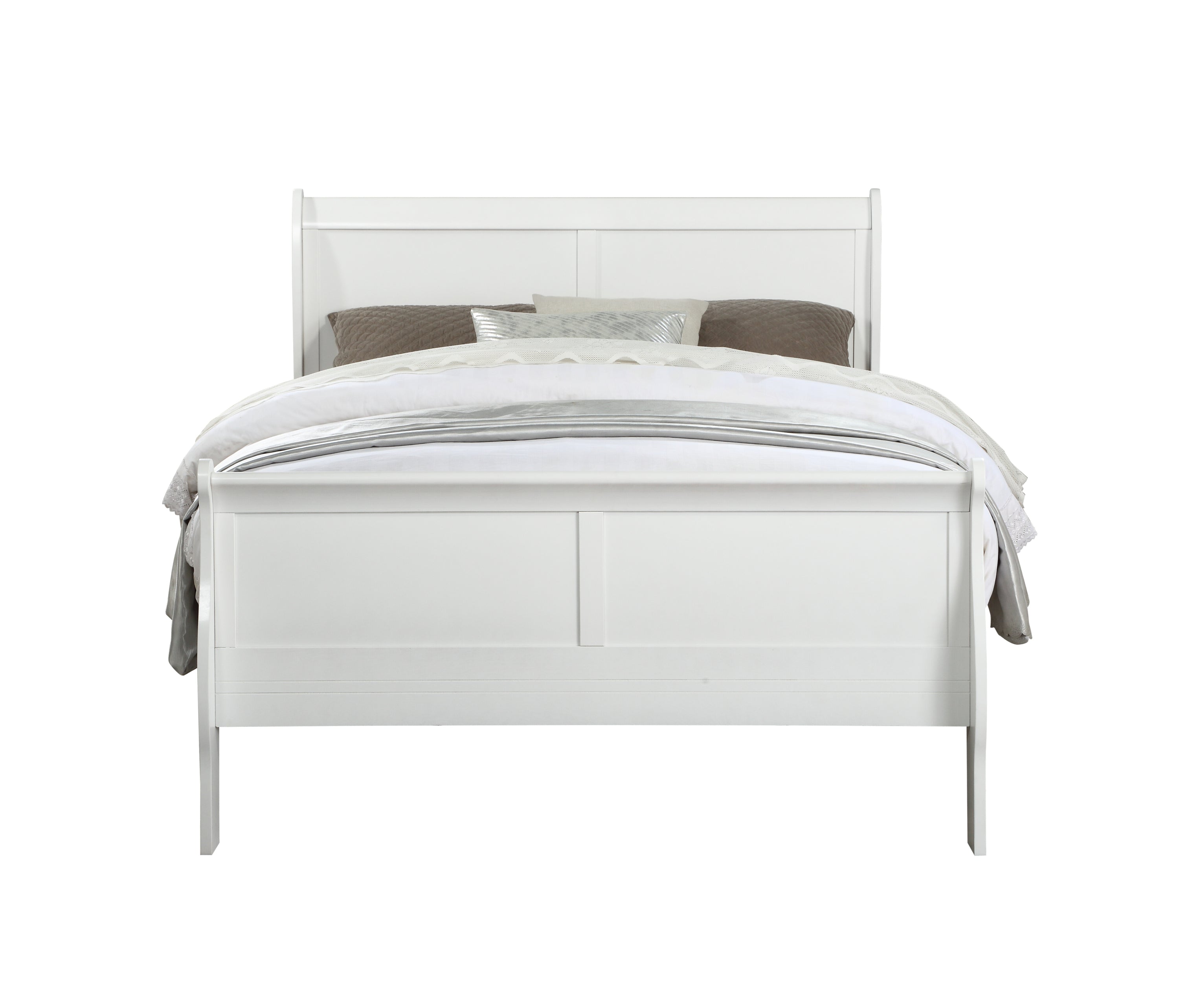 Louis Philippe White Finish Twin Bed - Elegant & Stylish