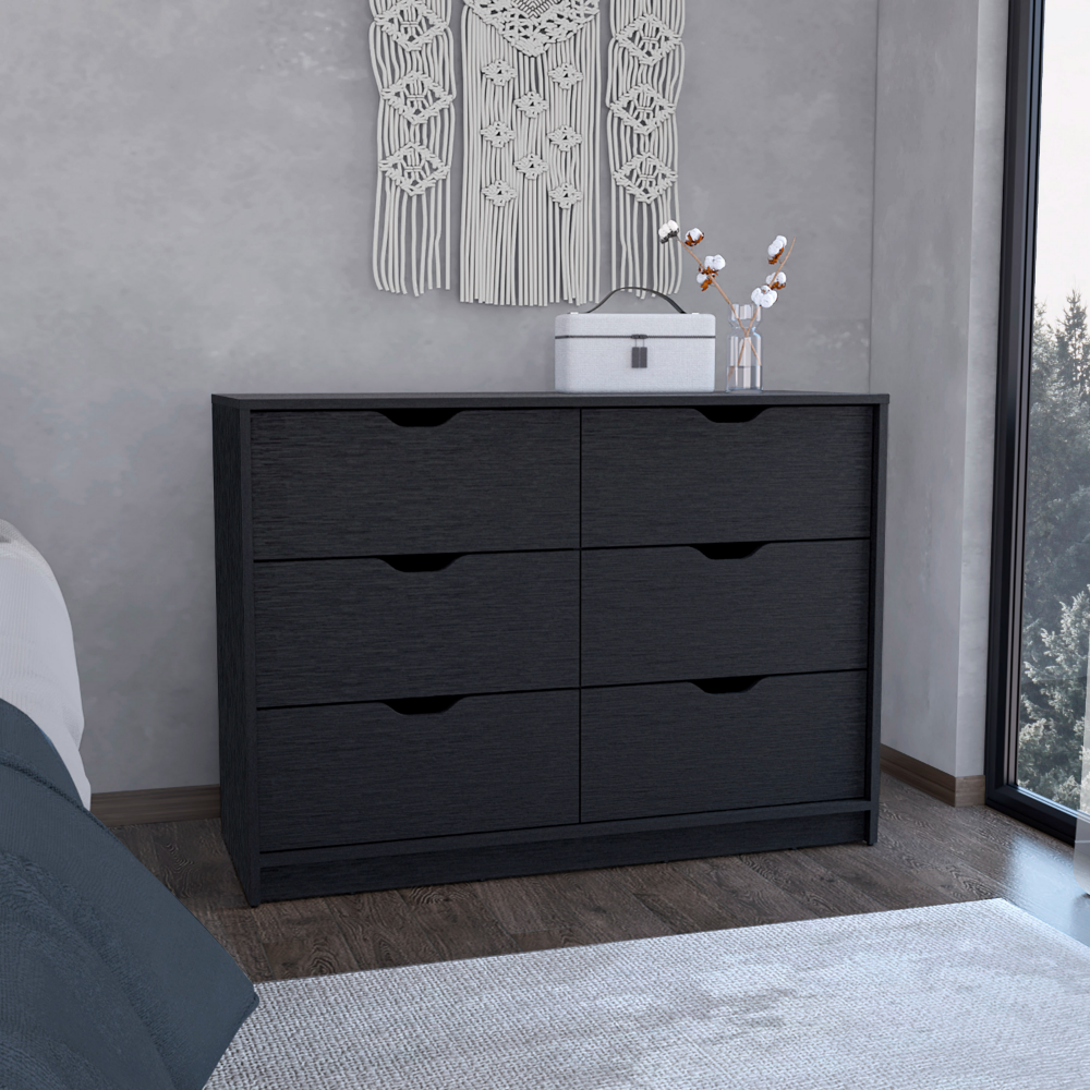 Basilea Black Double Dresser: 4 Drawers, 2 Cabinets