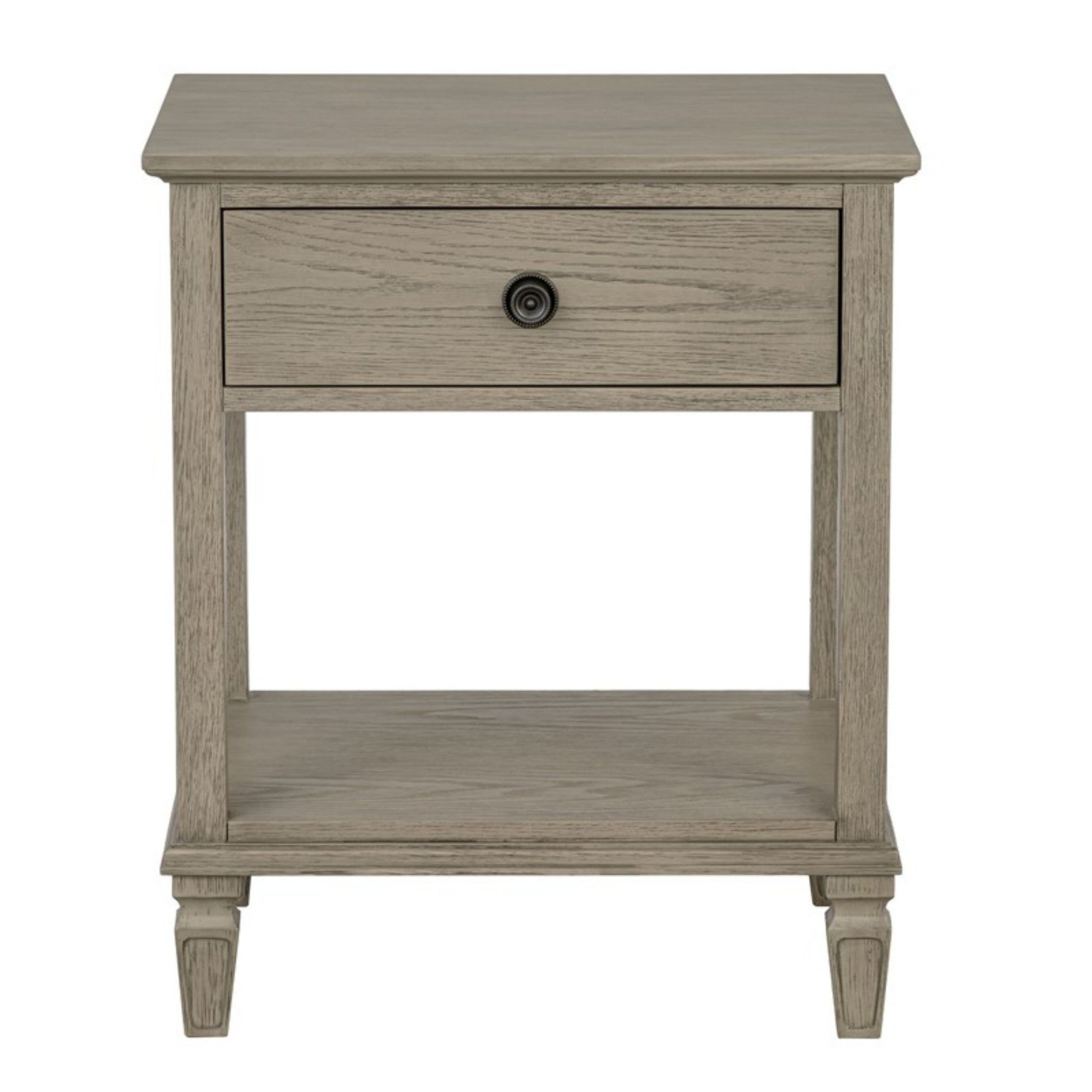 Victoria Reclaimed Grey Bedside Table: Drawer & Shelf Wood Veneer