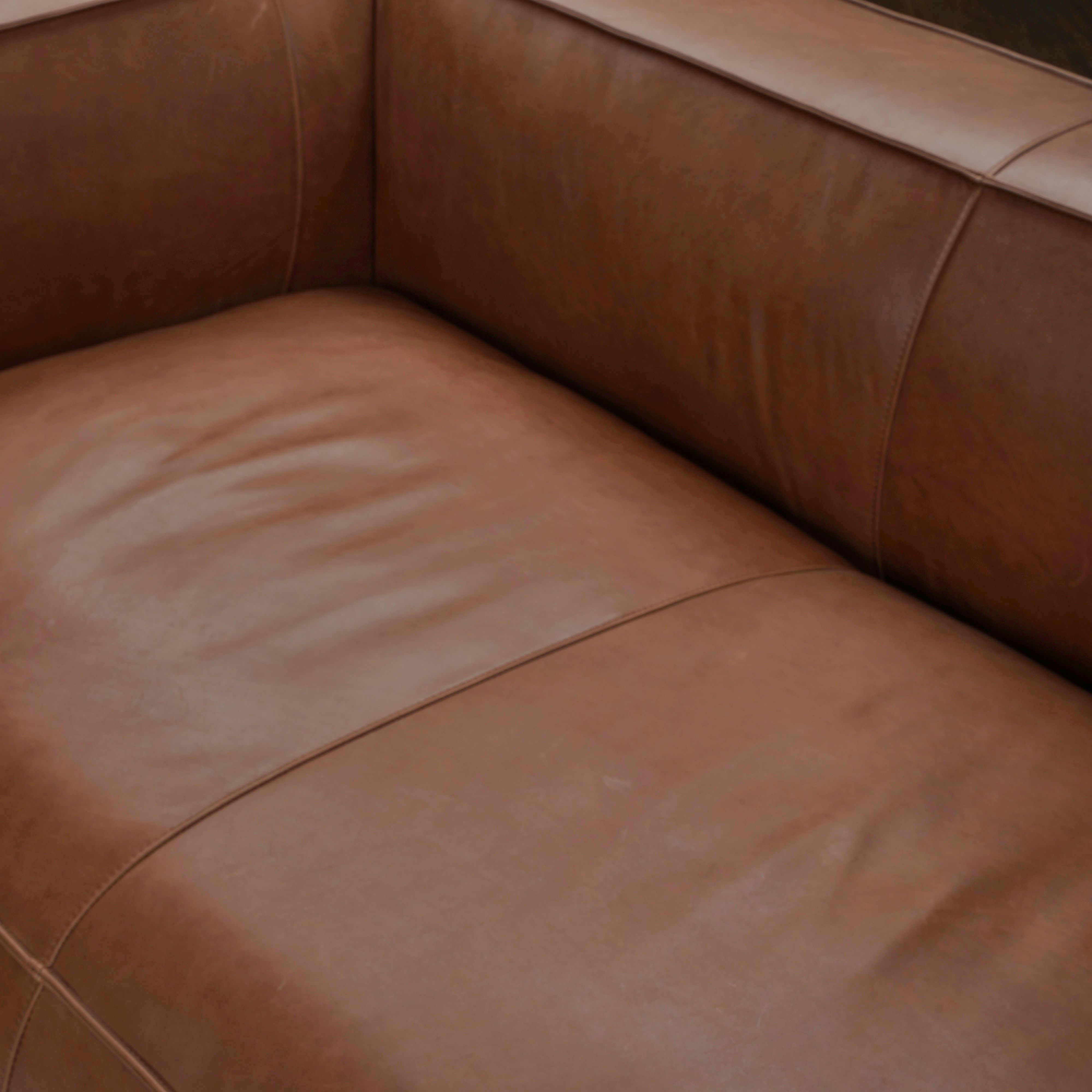 Vanessa Full Aniline Leather Stationary Sofa - Brown